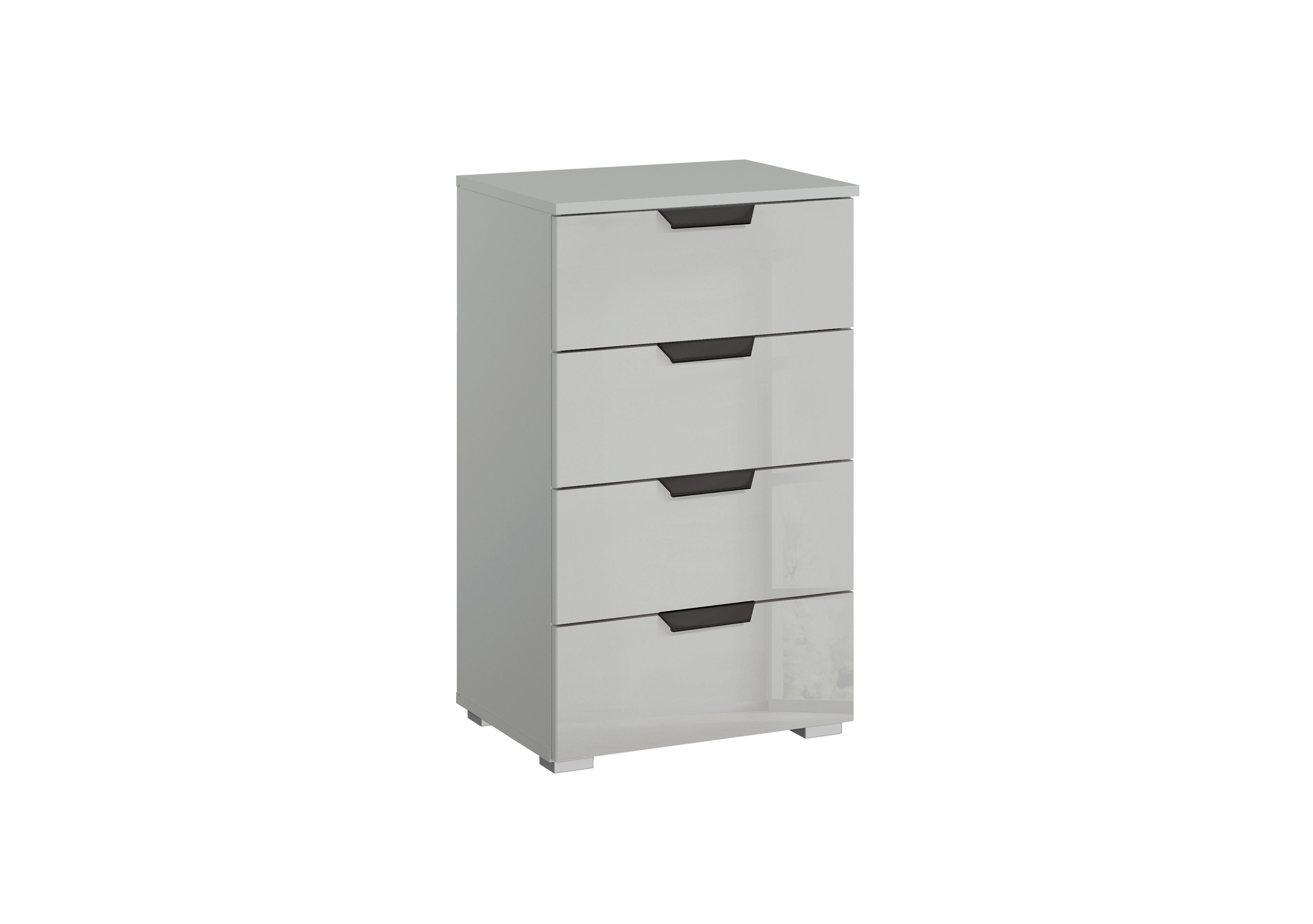 Lima 4 Drawer Chest with Glass Front in Aa59w Slk Gr/Slk Gr Gl on Furniture Village