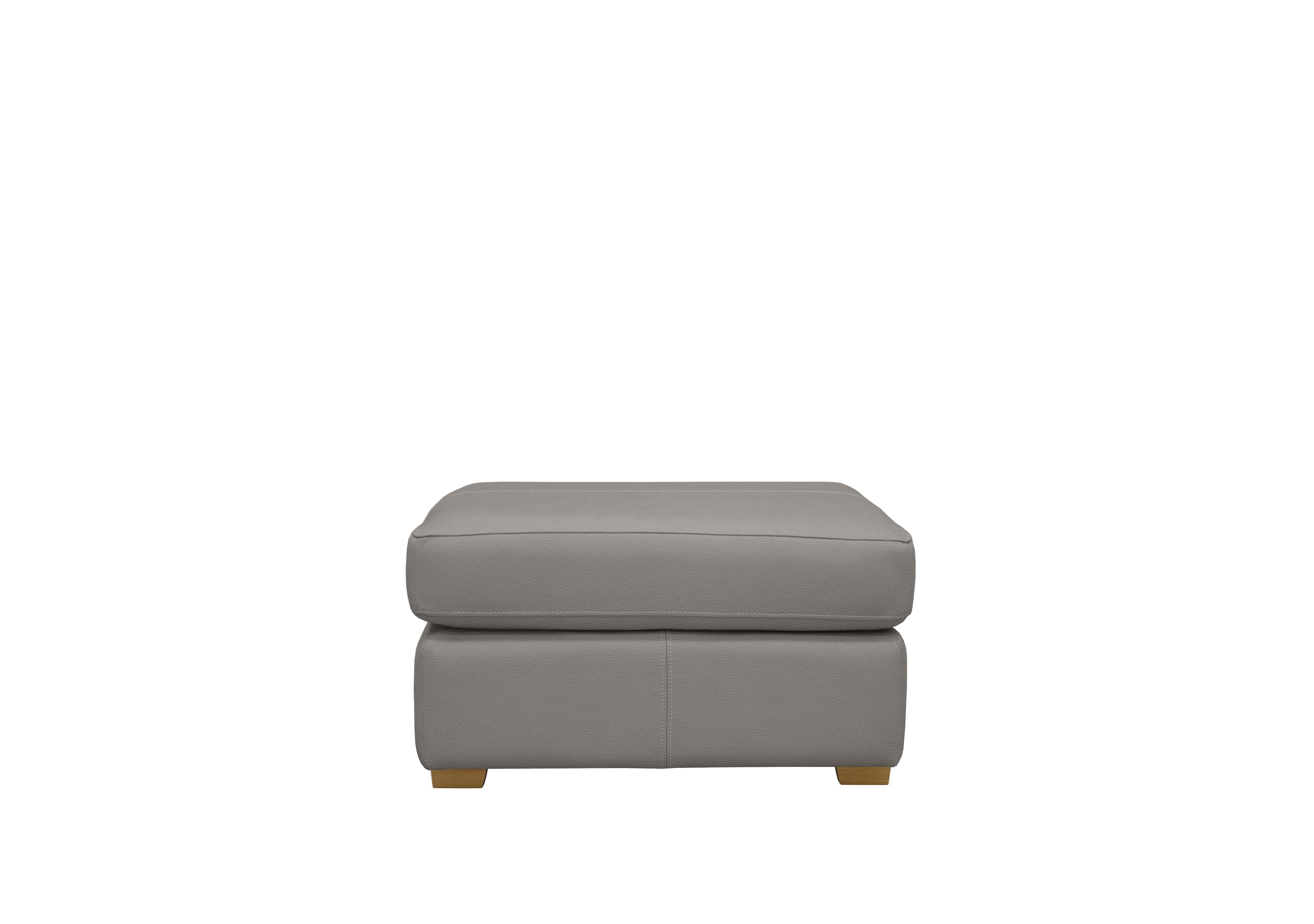 Seattle Leather Storage Footstool with Wooden Feet in L842 Cambridge Grey Ok on Furniture Village