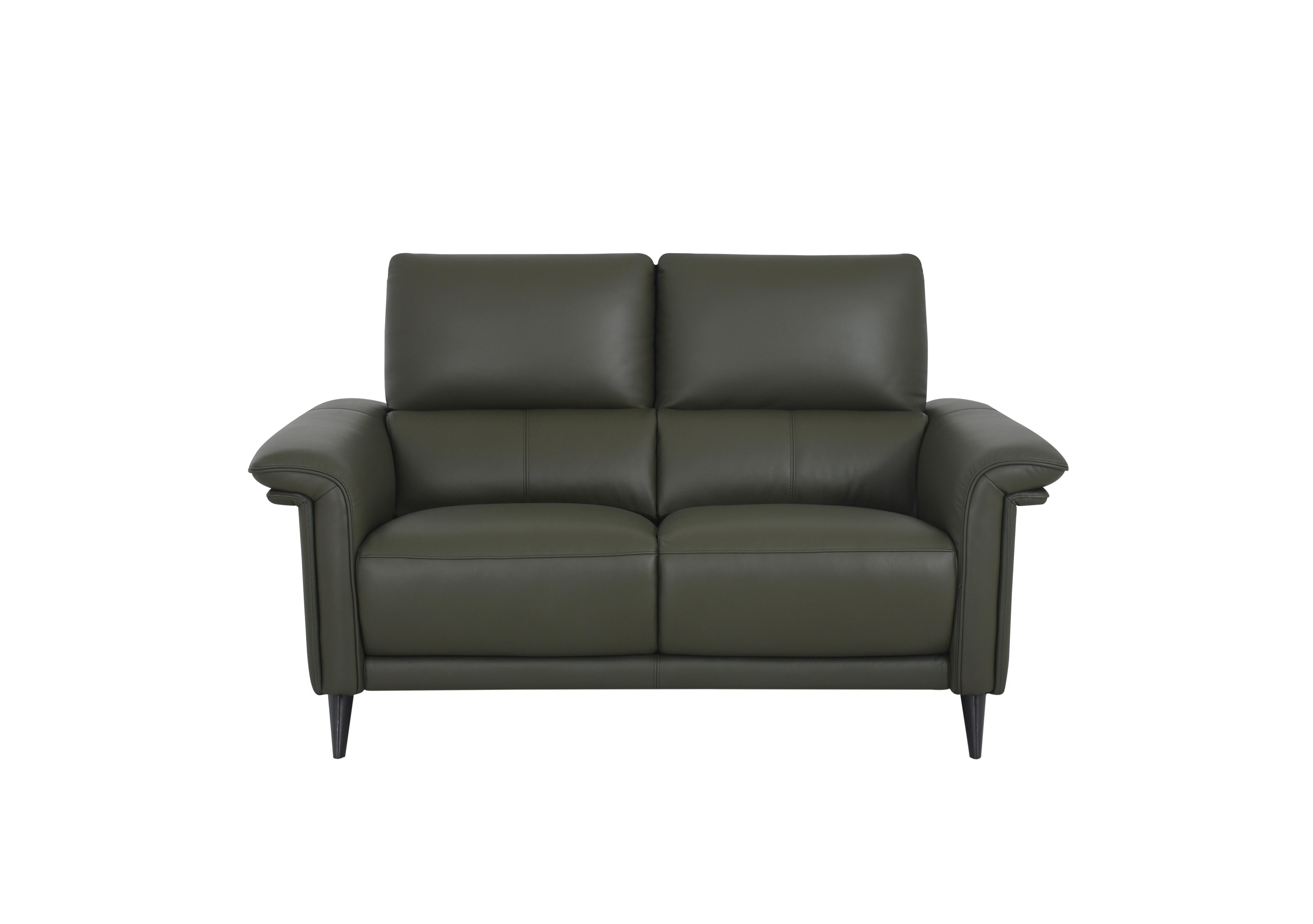 Huxley 2 Seater Leather Sofa in Np-548e Dark Olive on Furniture Village