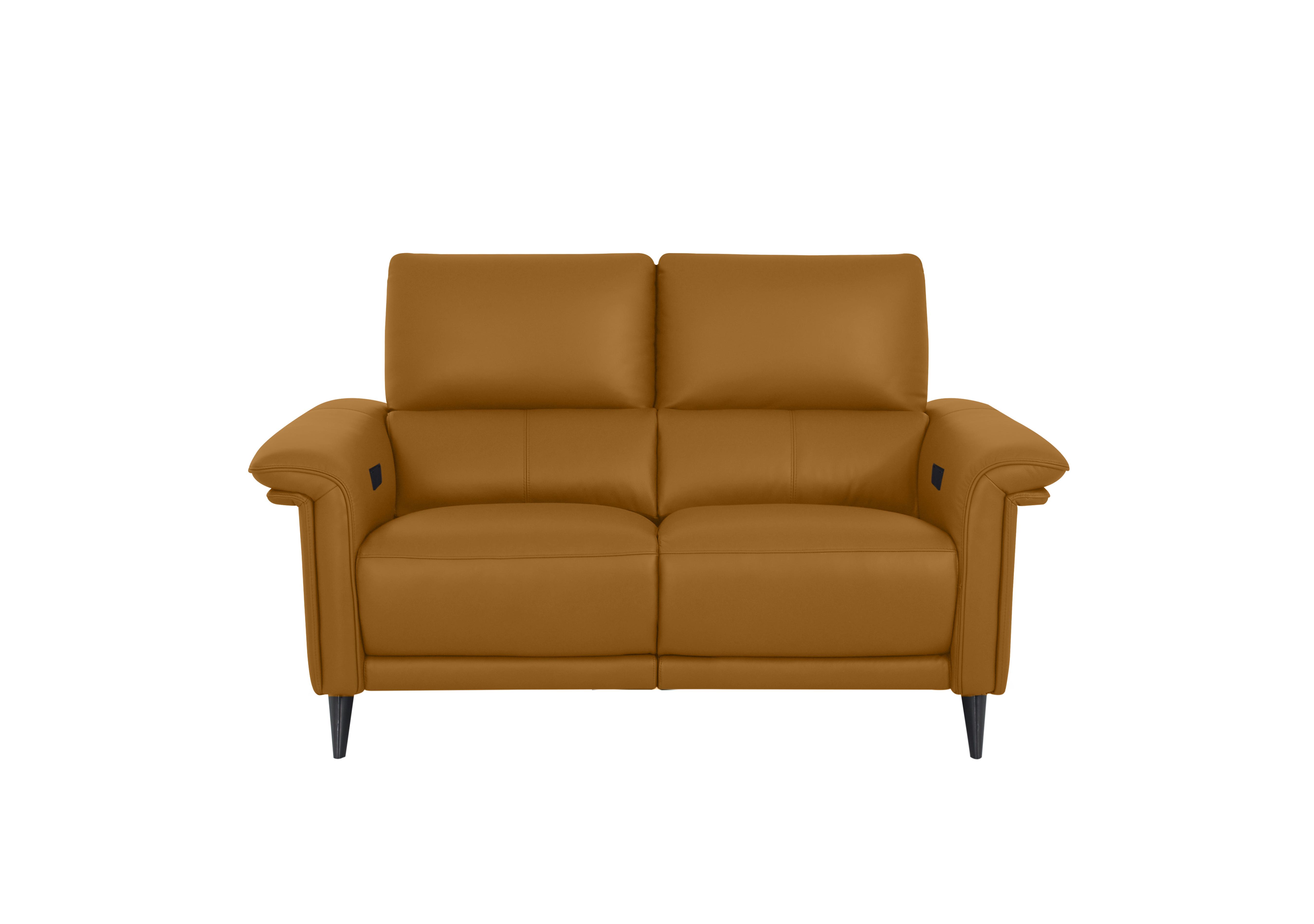Huxley 2 Seater Leather Sofa in Np-606e Honey Yellow on Furniture Village