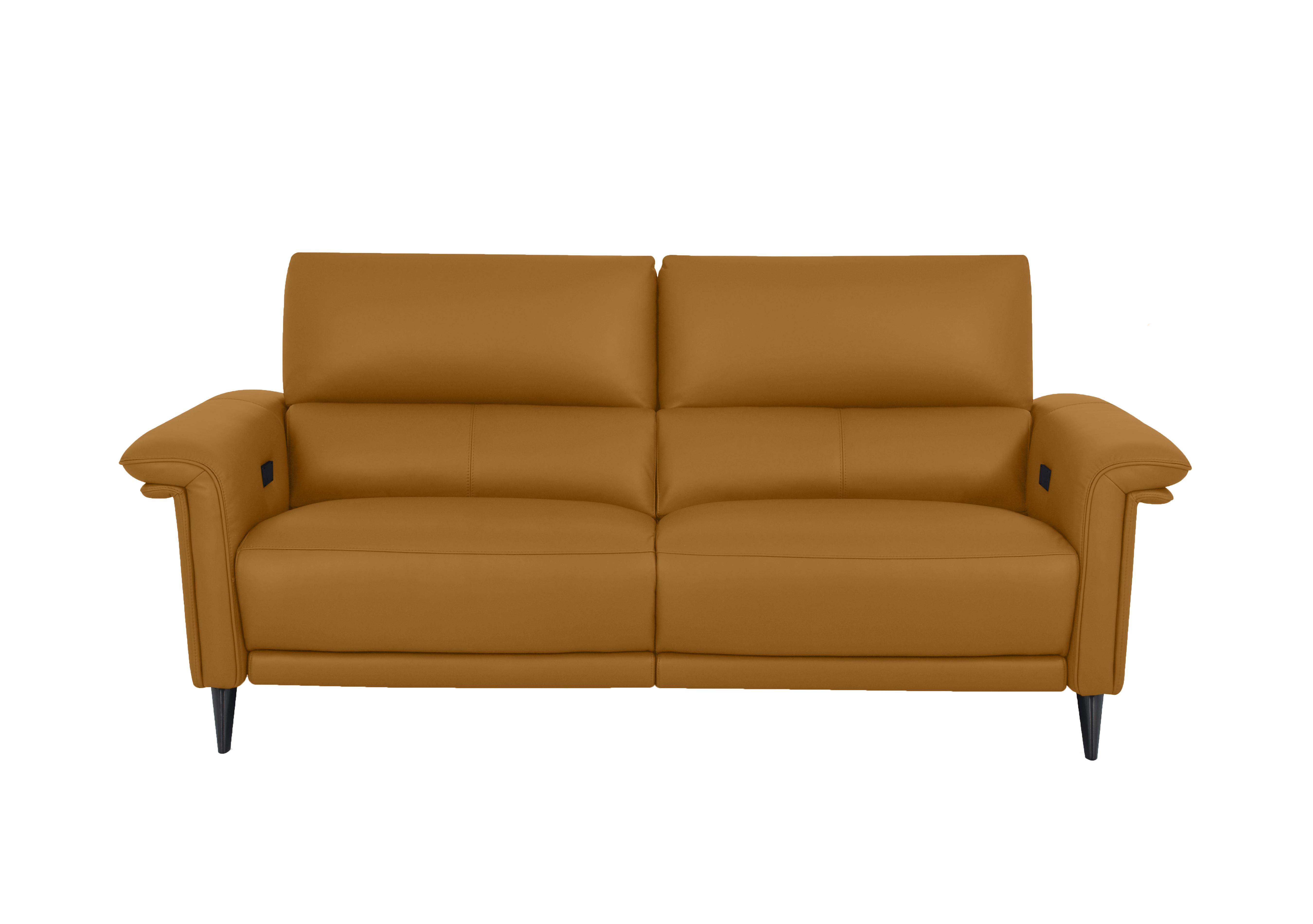 Huxley 3 Seater Leather Sofa in Np-606e Honey Yellow on Furniture Village