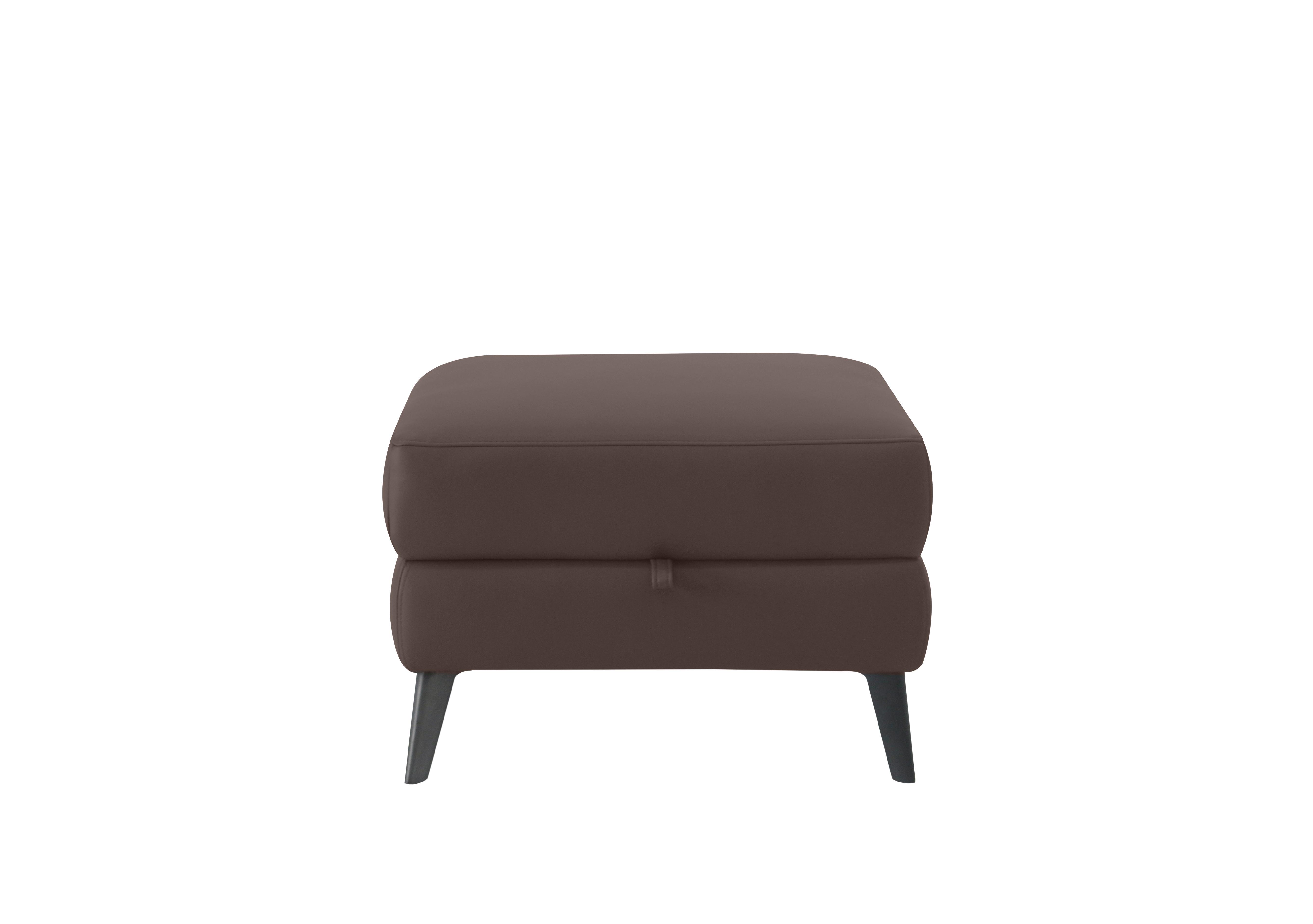 Huxley Leather Storage Footstool in Nn-512e Cacao Brown on Furniture Village