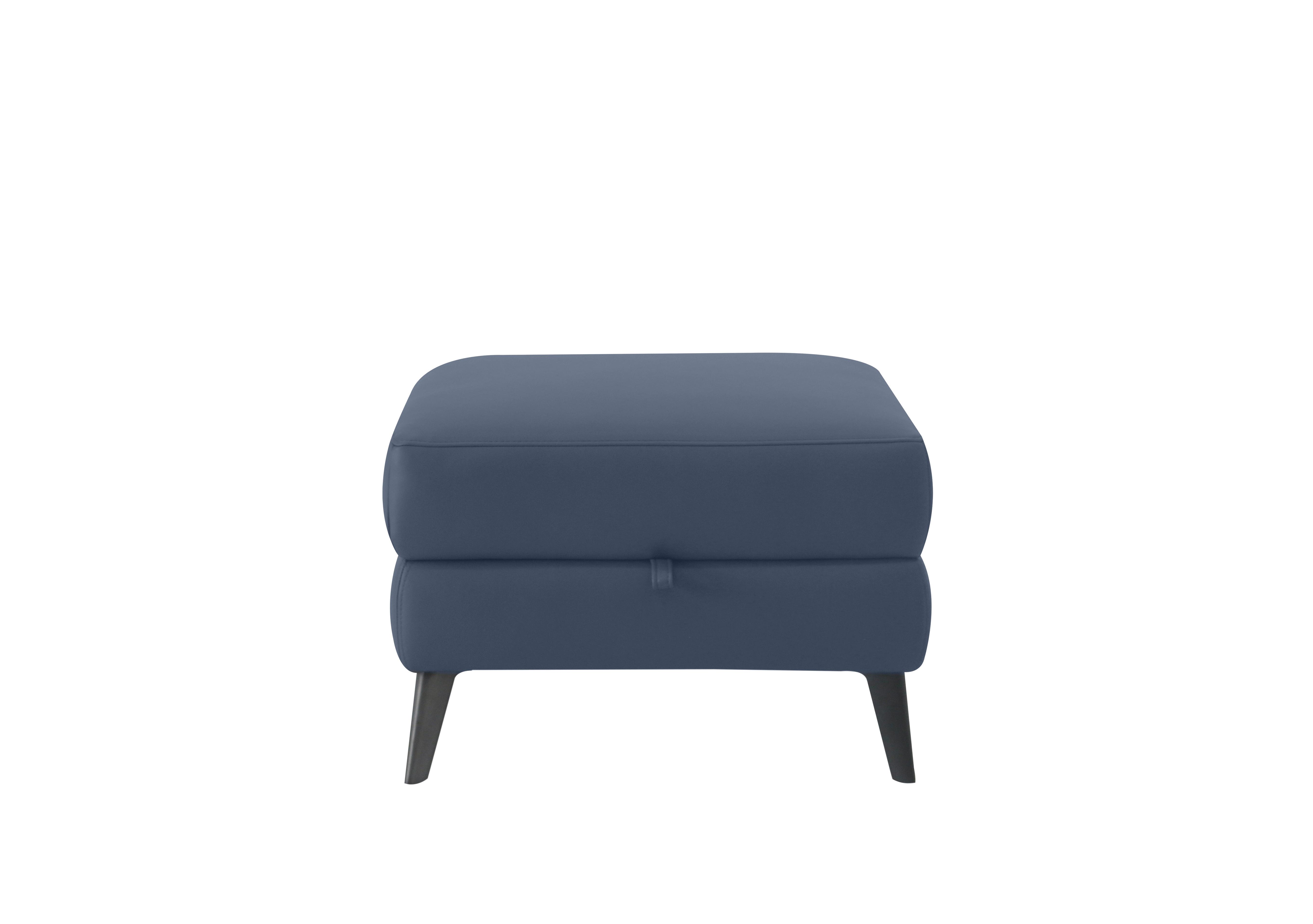 Huxley Leather Storage Footstool in Nn-518e Ocean Blue on Furniture Village