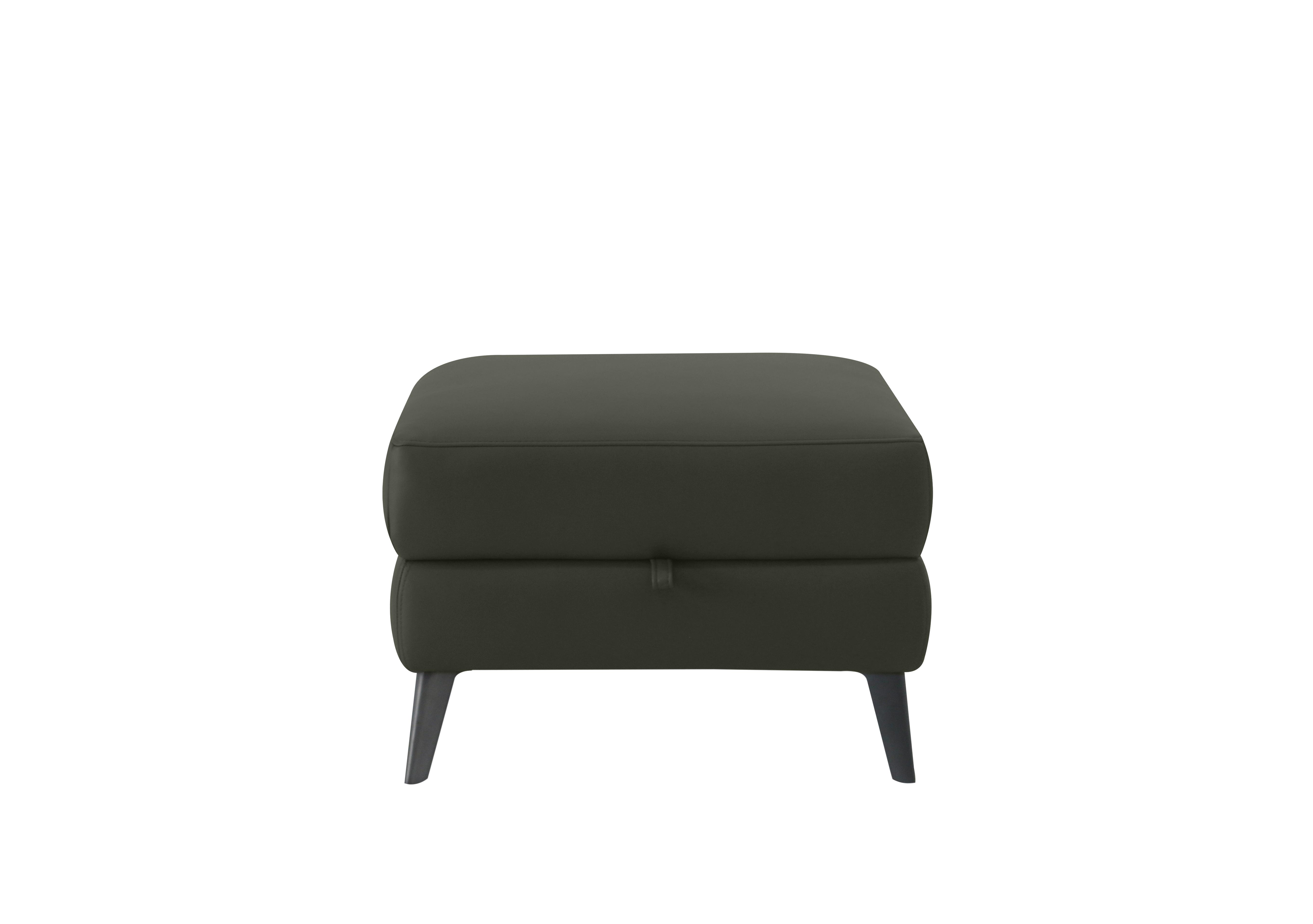 Huxley Leather Storage Footstool in Nn-570e Olive Green on Furniture Village