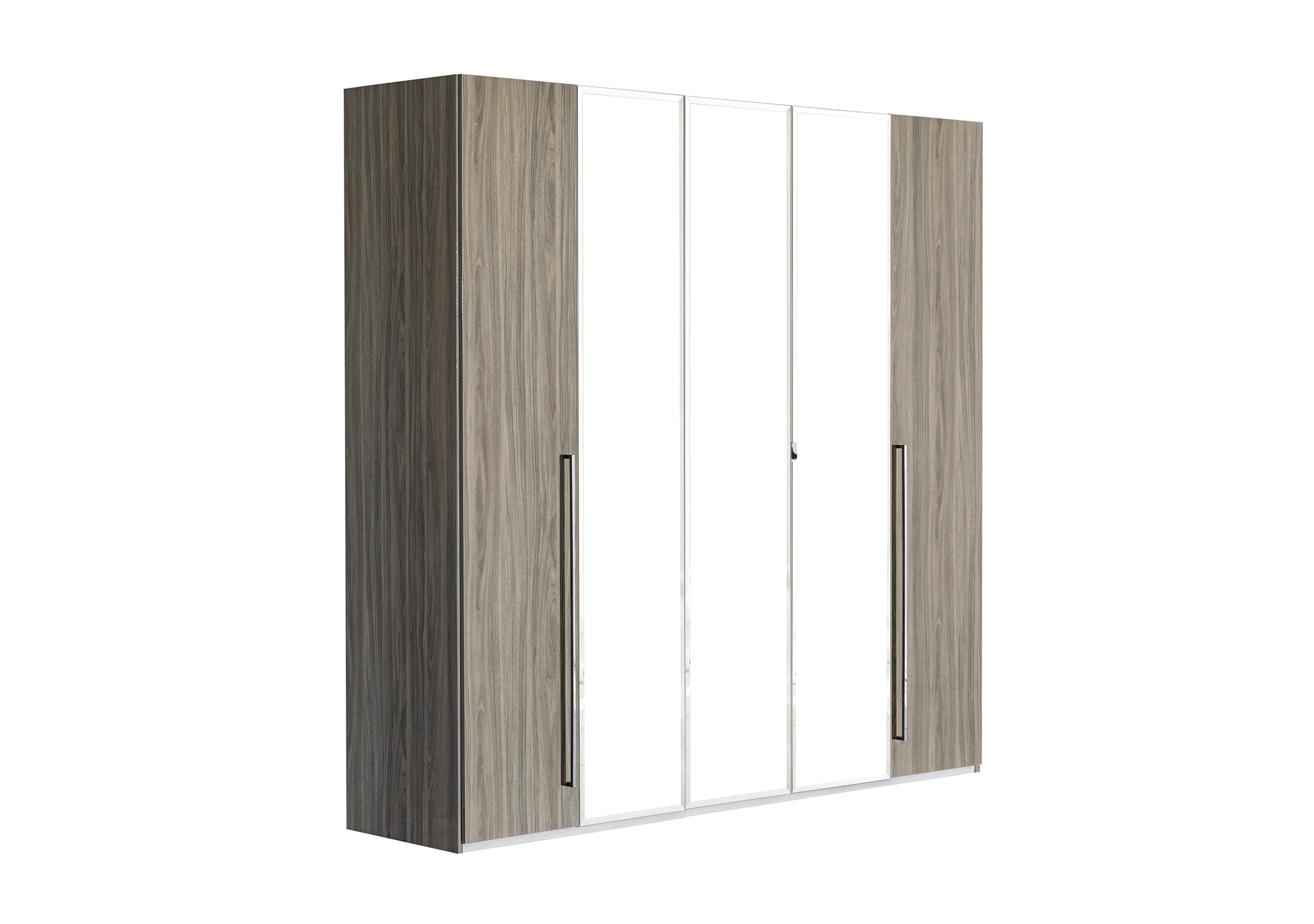 Venezia 5 Door Wardrobe with 3 Mirror Doors in Grey on Furniture Village