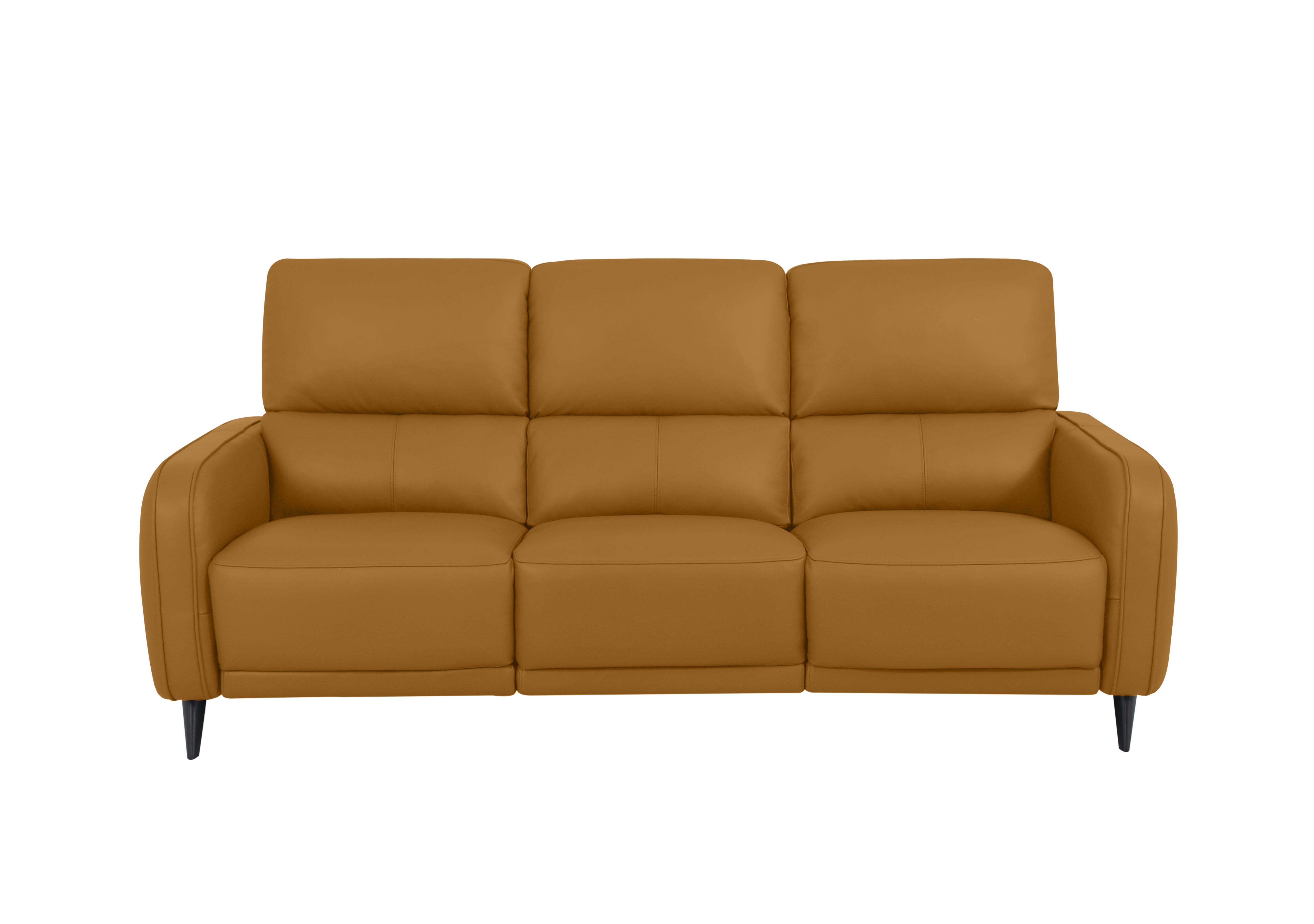 Logan 3 Seater Leather Sofa in Np-606e Honey Yellow on Furniture Village