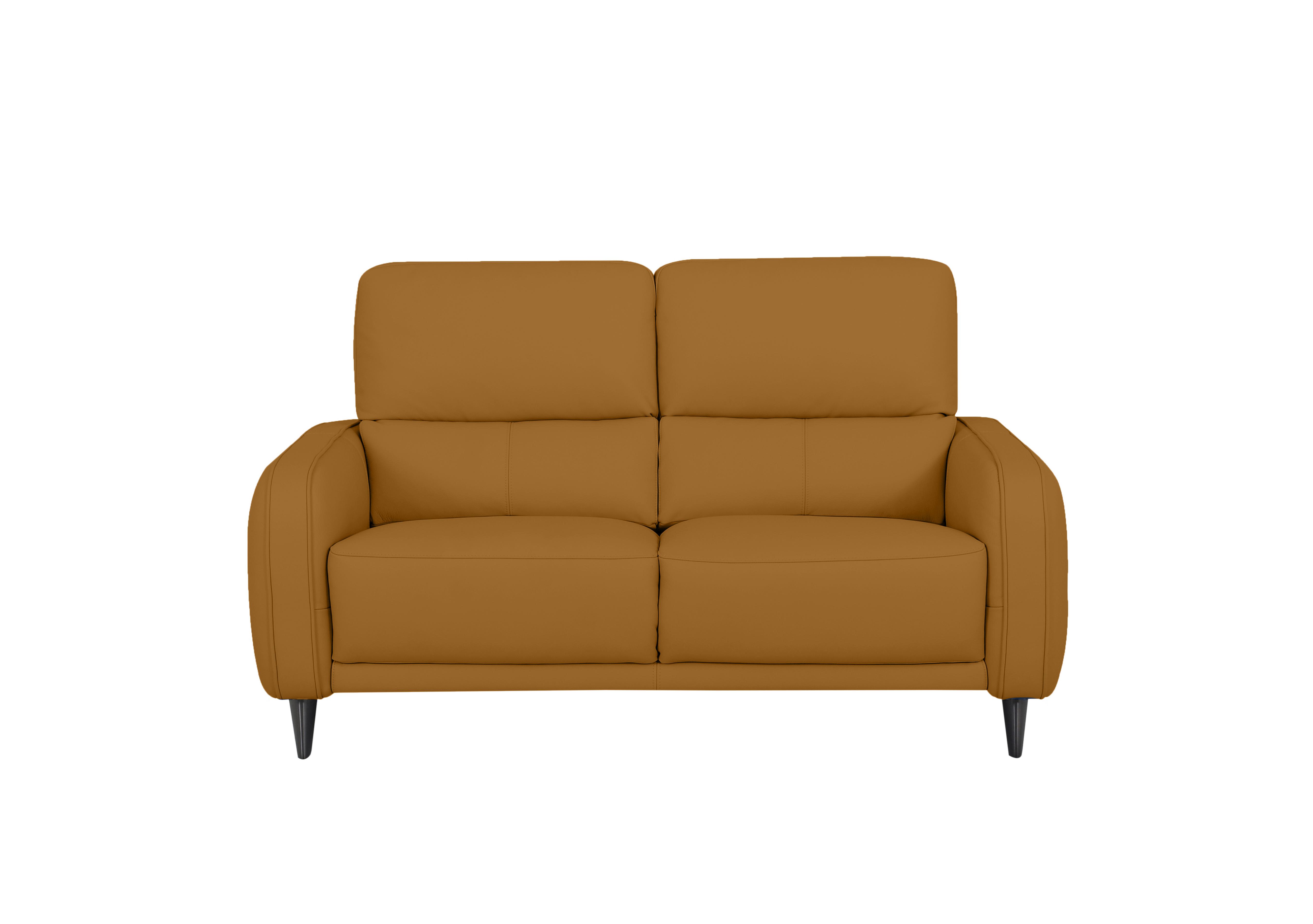 Logan 2.5 Seater Leather Sofa in Np-606e Honey Yellow on Furniture Village