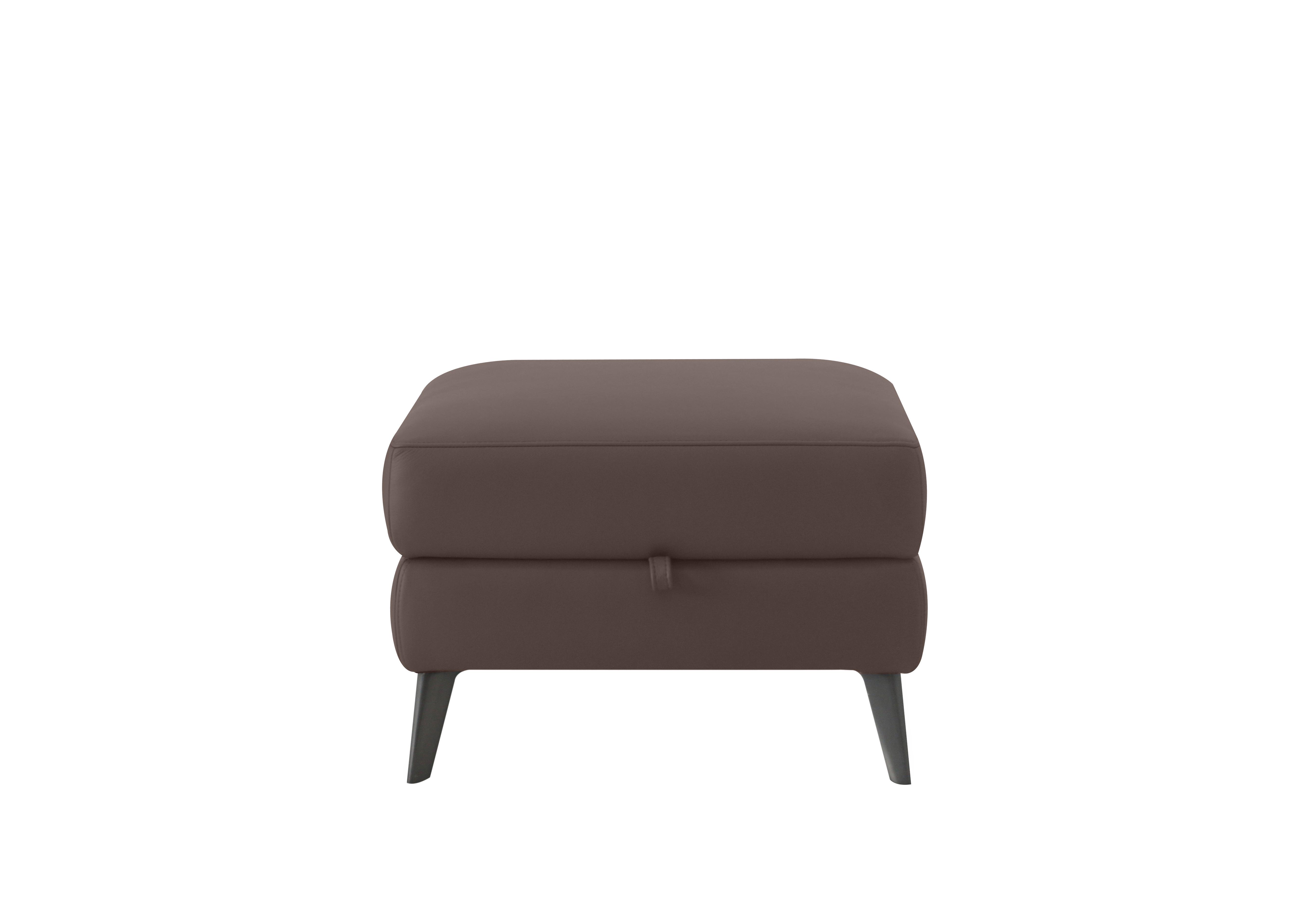 Logan Leather Storage Footstool in Nn-512e Cacao Brown on Furniture Village