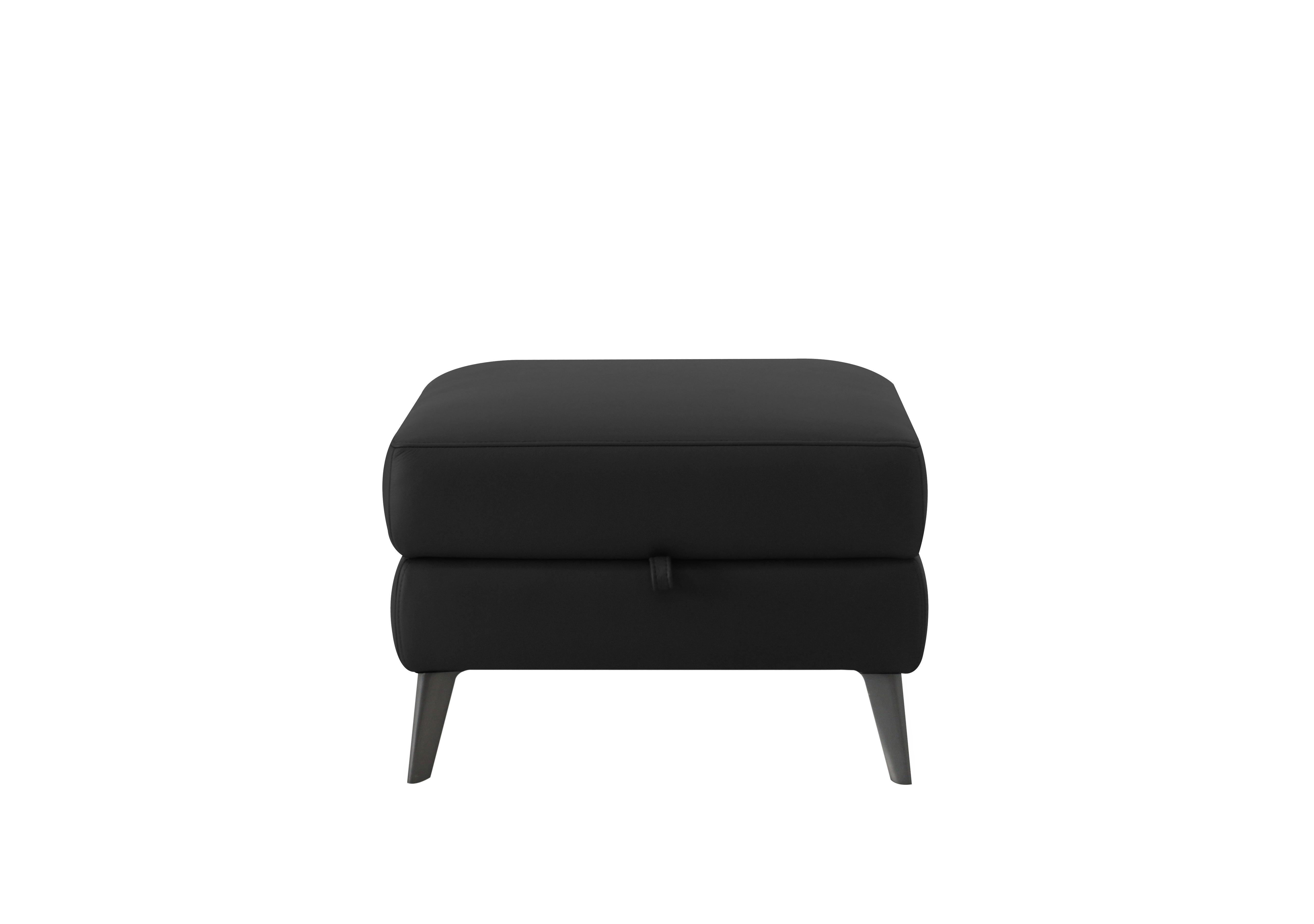 Logan Leather Storage Footstool in Nn-514e Black on Furniture Village