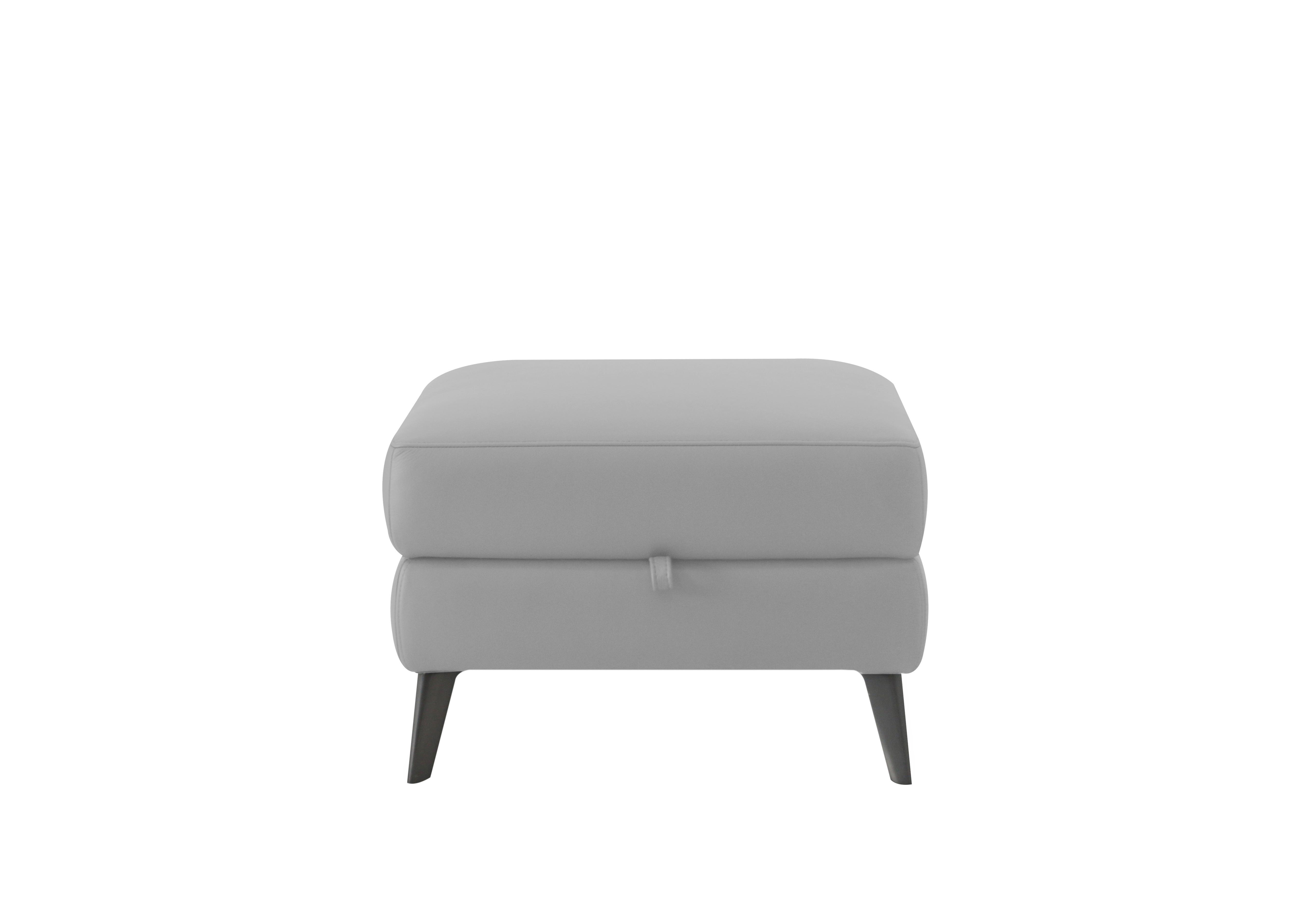 Logan Leather Storage Footstool in Nn-516e Light Grey on Furniture Village