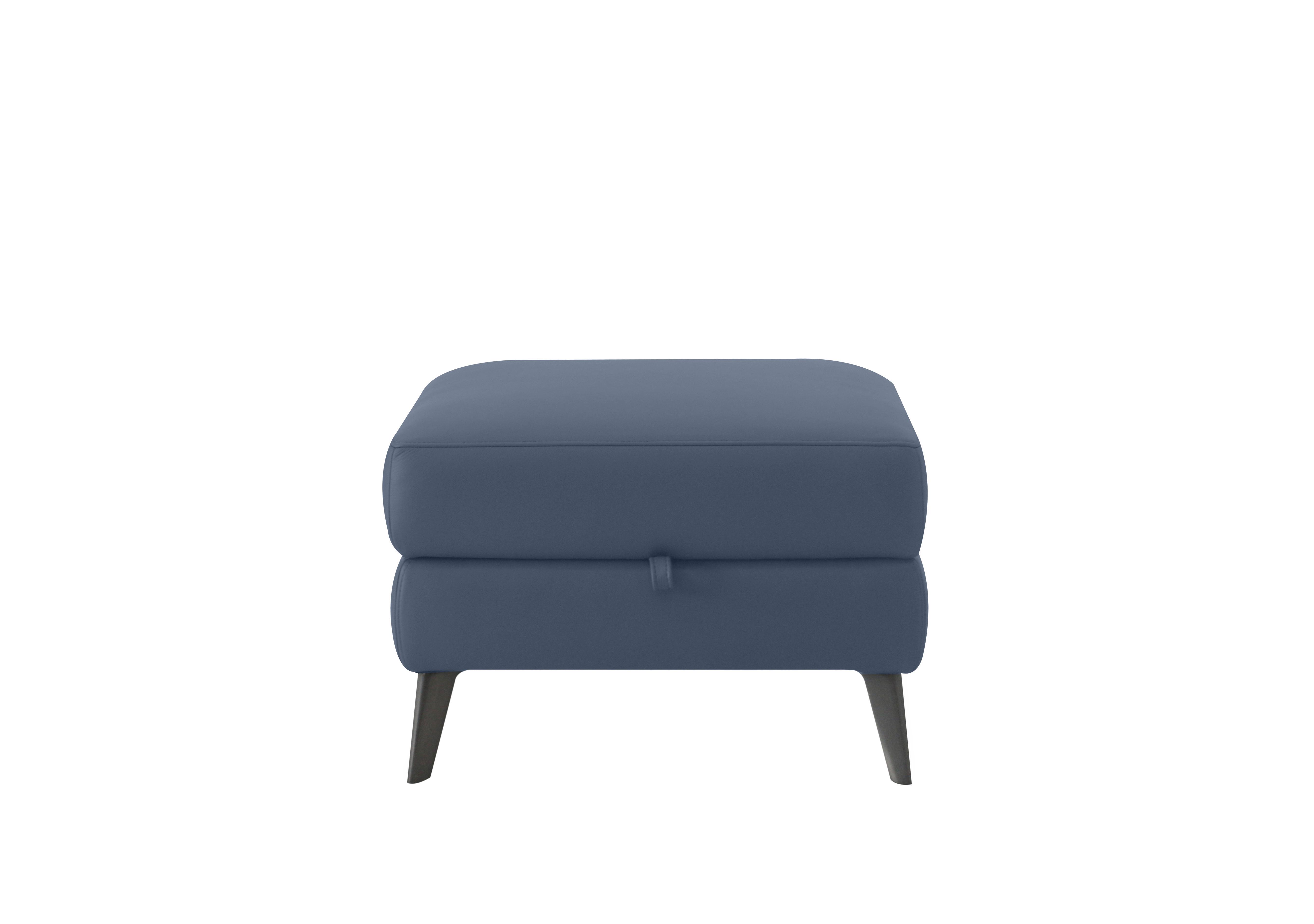Logan Leather Storage Footstool in Nn-518e Ocean Blue on Furniture Village