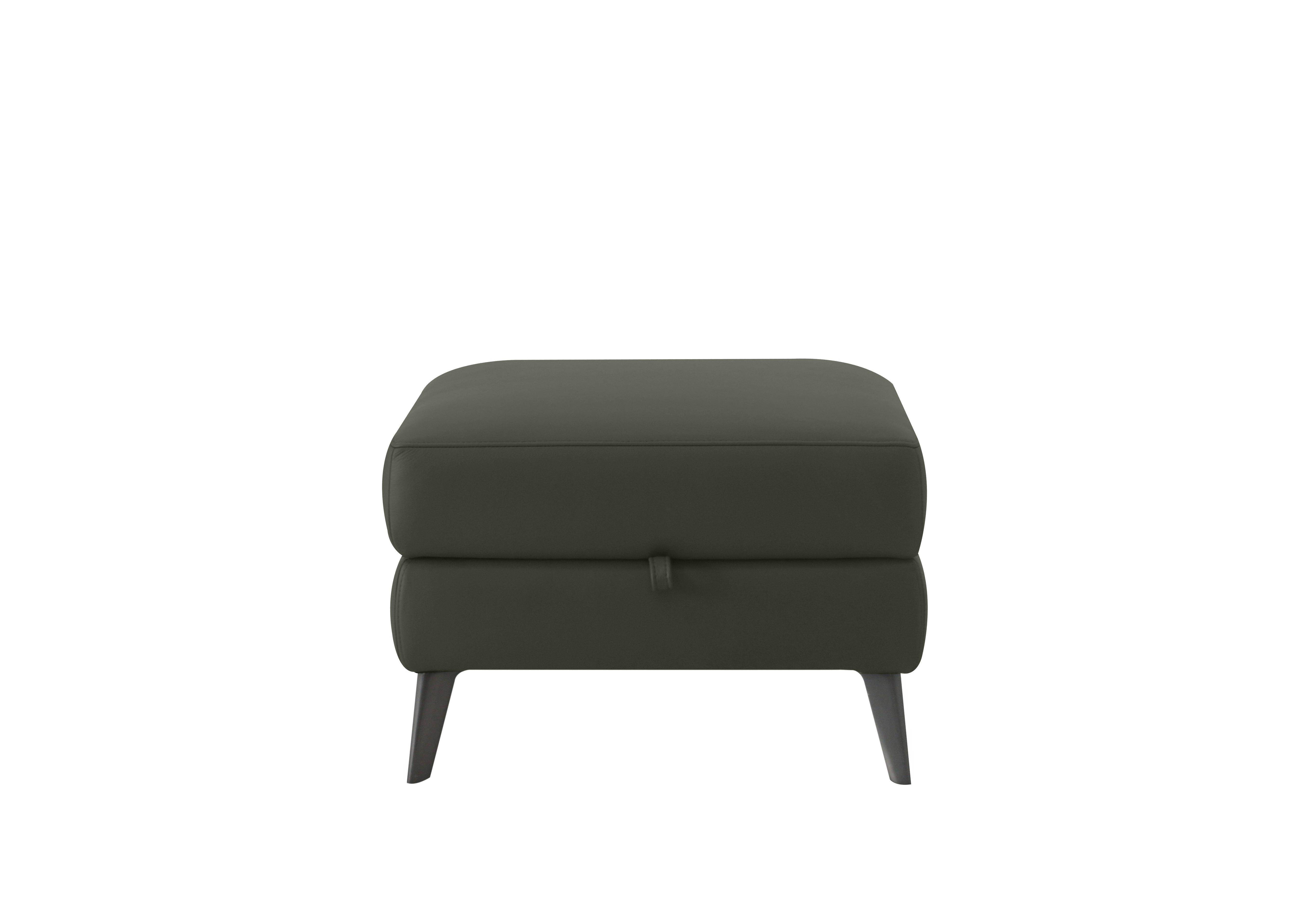 Logan Leather Storage Footstool in Nn-570e Olive Green on Furniture Village