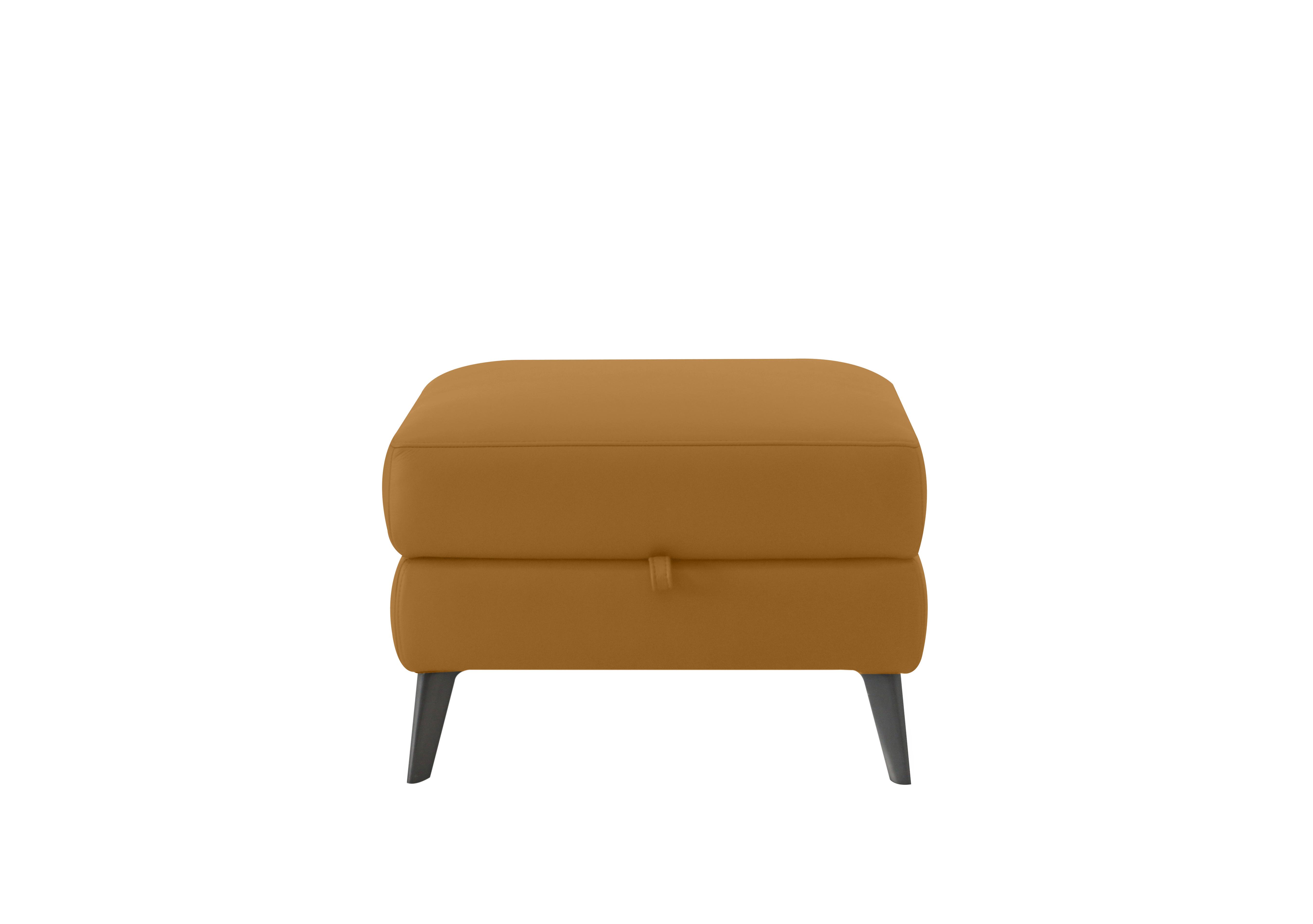 Logan Leather Storage Footstool in Np-606e Honey Yellow on Furniture Village