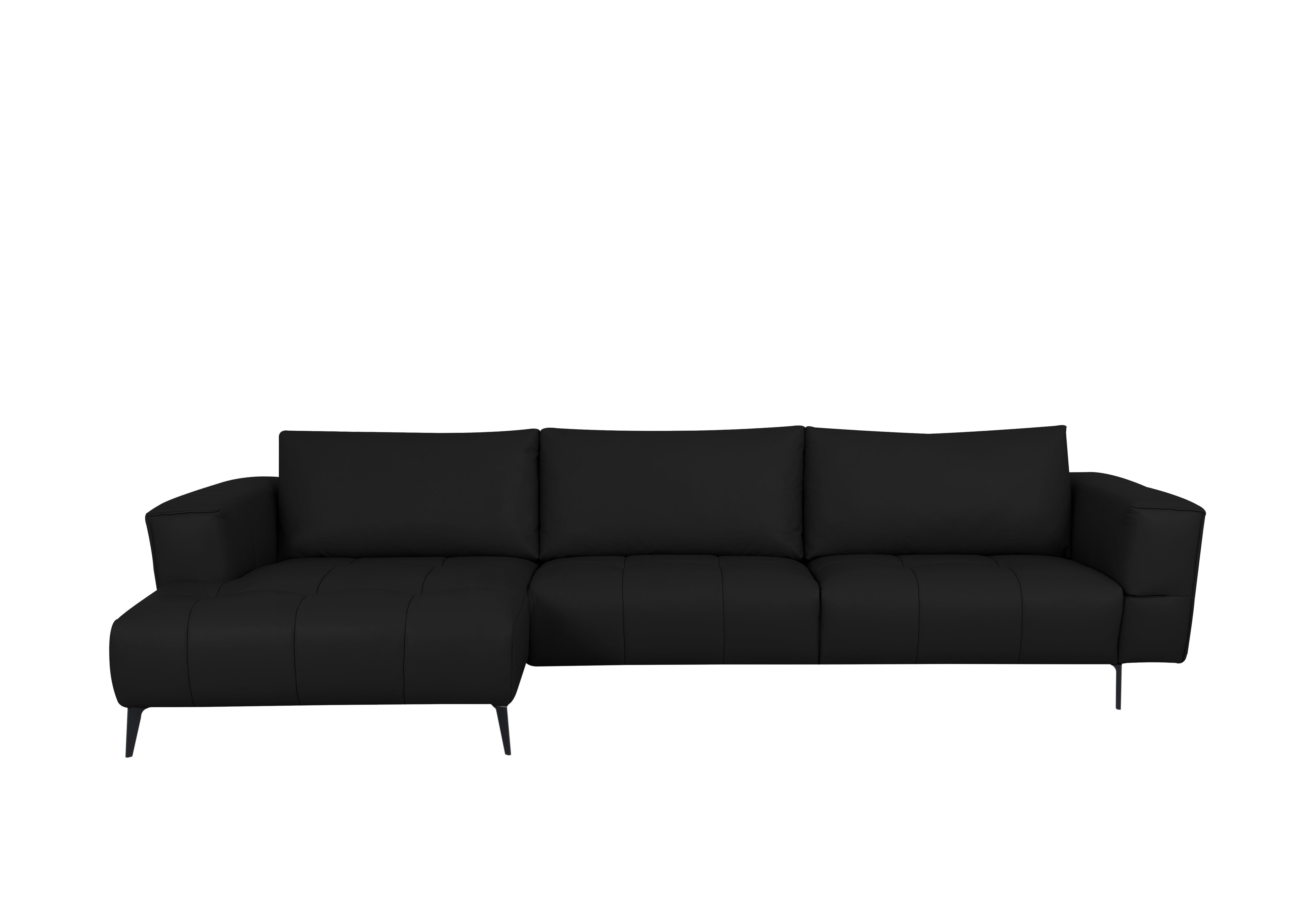 Lawson Leather Chaise End Sofa in Nn-514e Black on Furniture Village