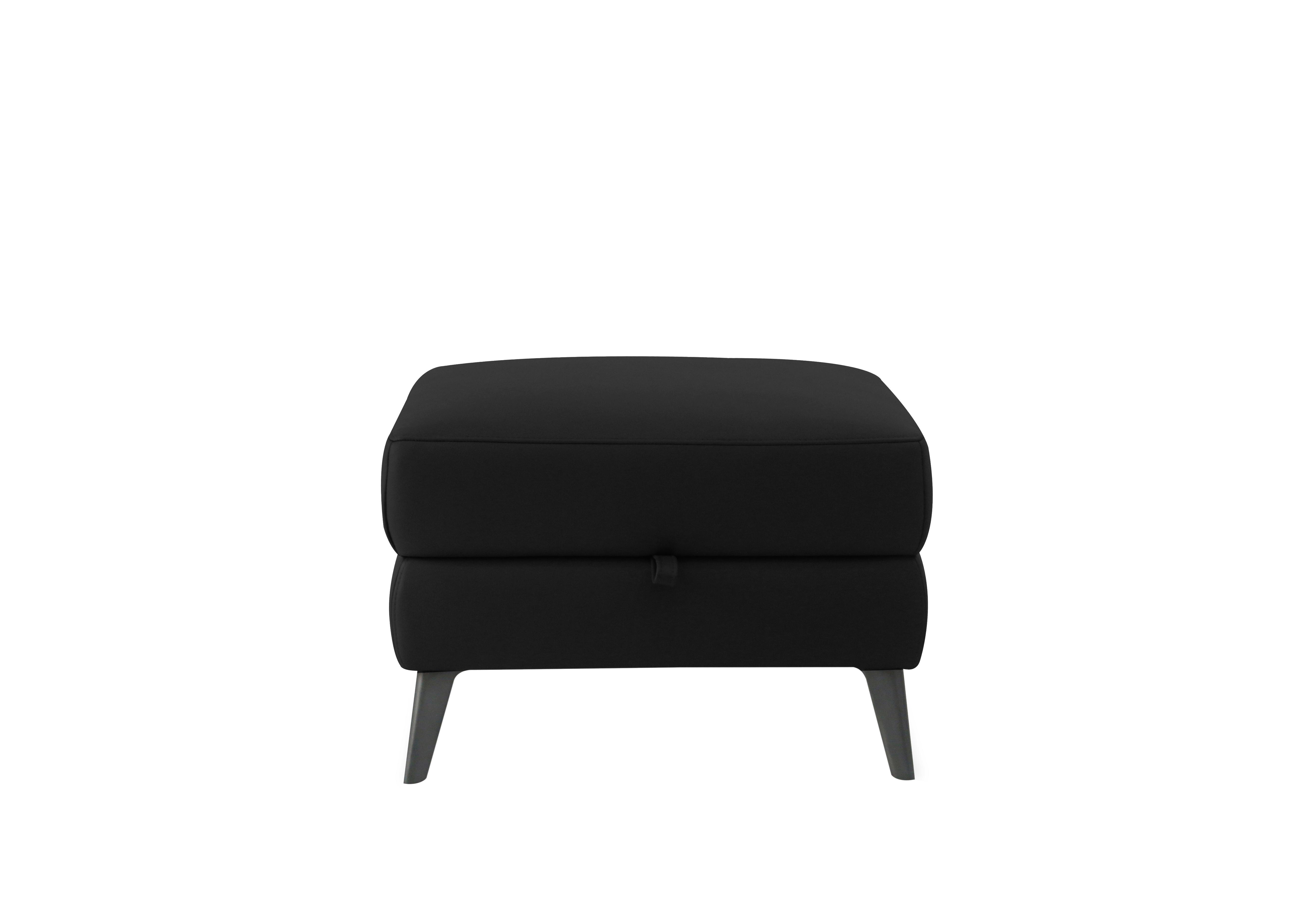 Maddox Leather Storage Footstool in Nn-514e Black on Furniture Village