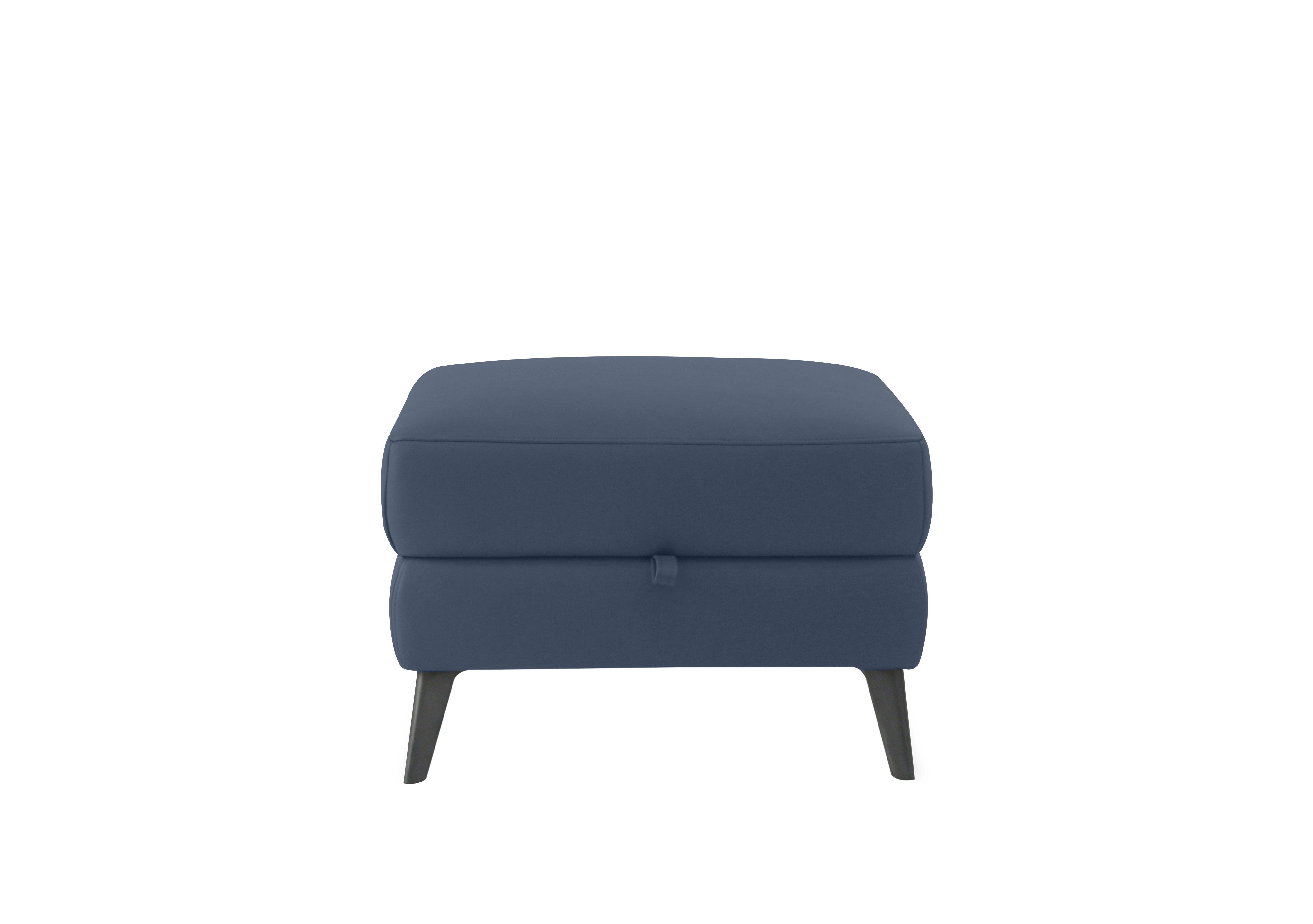 Maddox Leather Storage Footstool in Np-518e Ocean Blue on Furniture Village