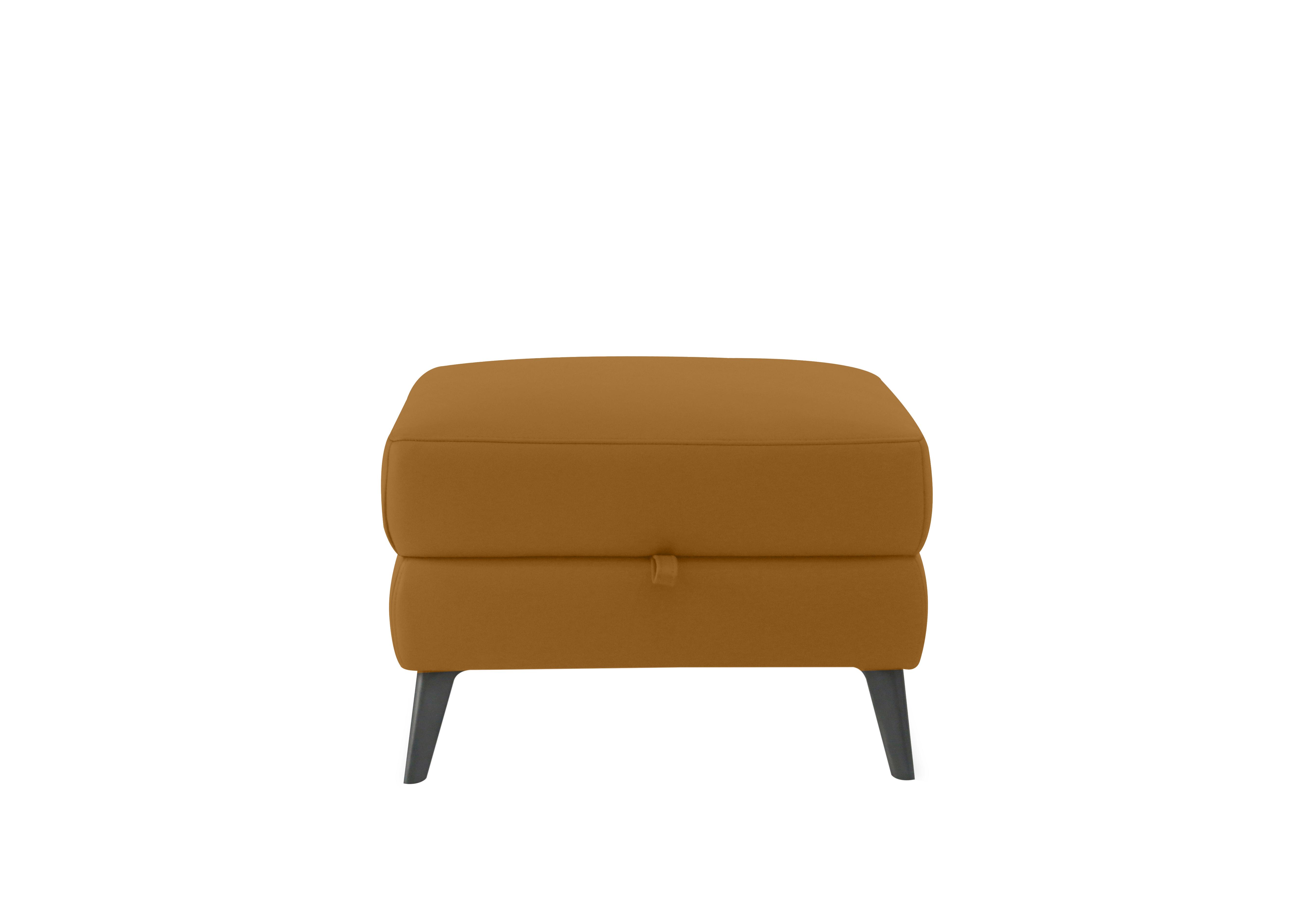 Maddox Leather Storage Footstool in Np-606e Honey Yellow on Furniture Village