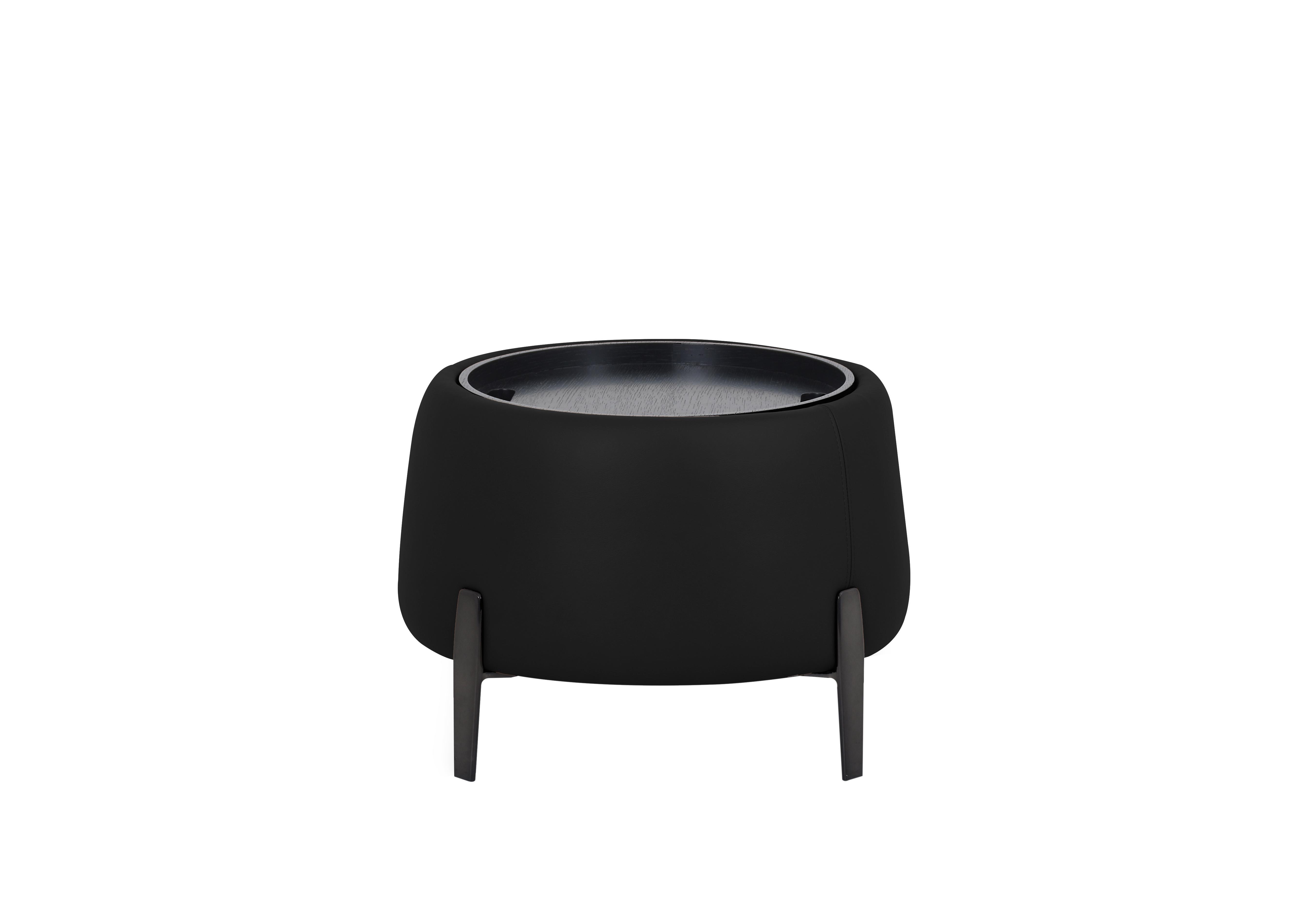 Maddox Leather Tray Storage Side Table in Nn-514e Black on Furniture Village