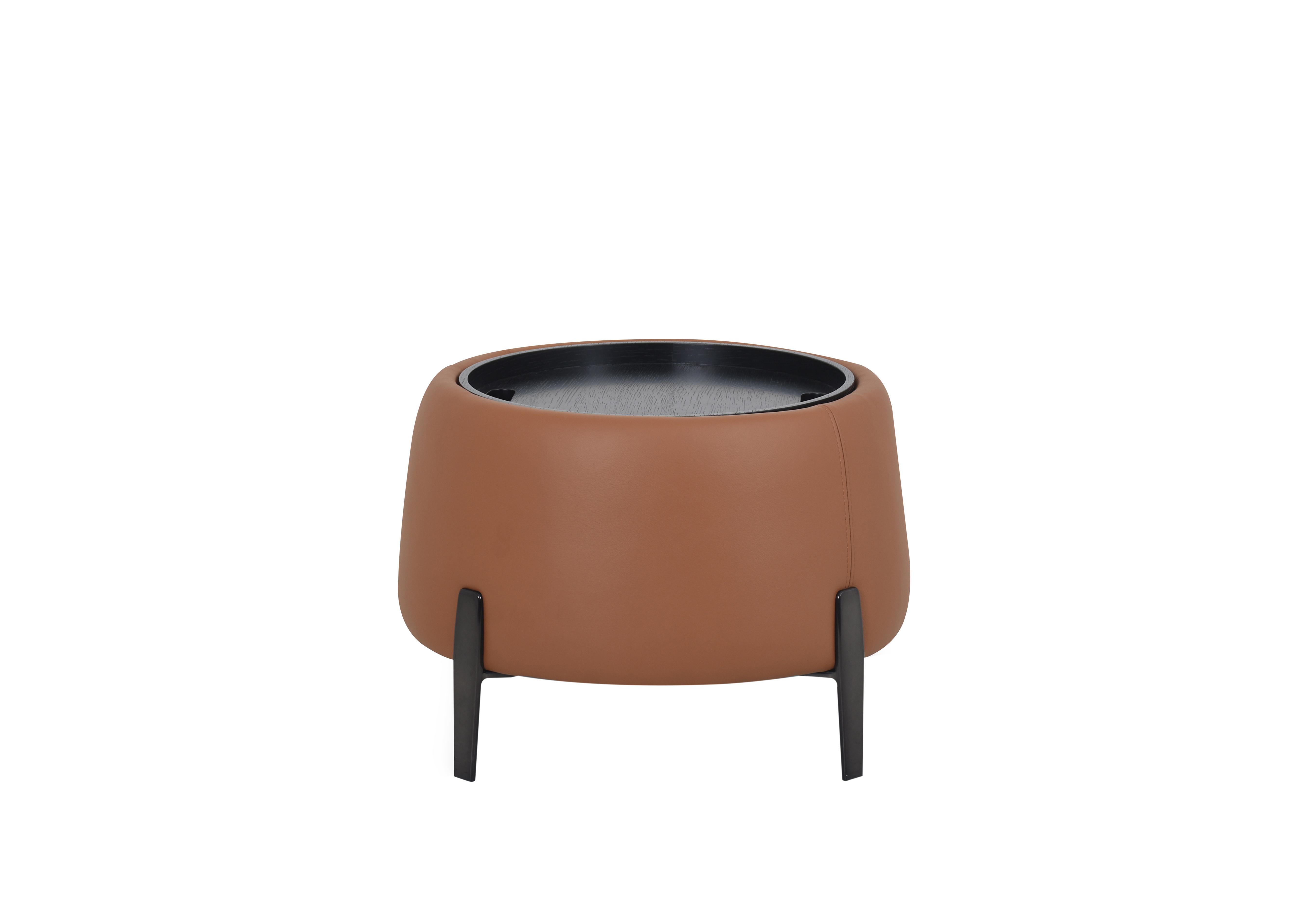 Maddox Leather Tray Storage Side Table in Nn-575e Caramel on Furniture Village