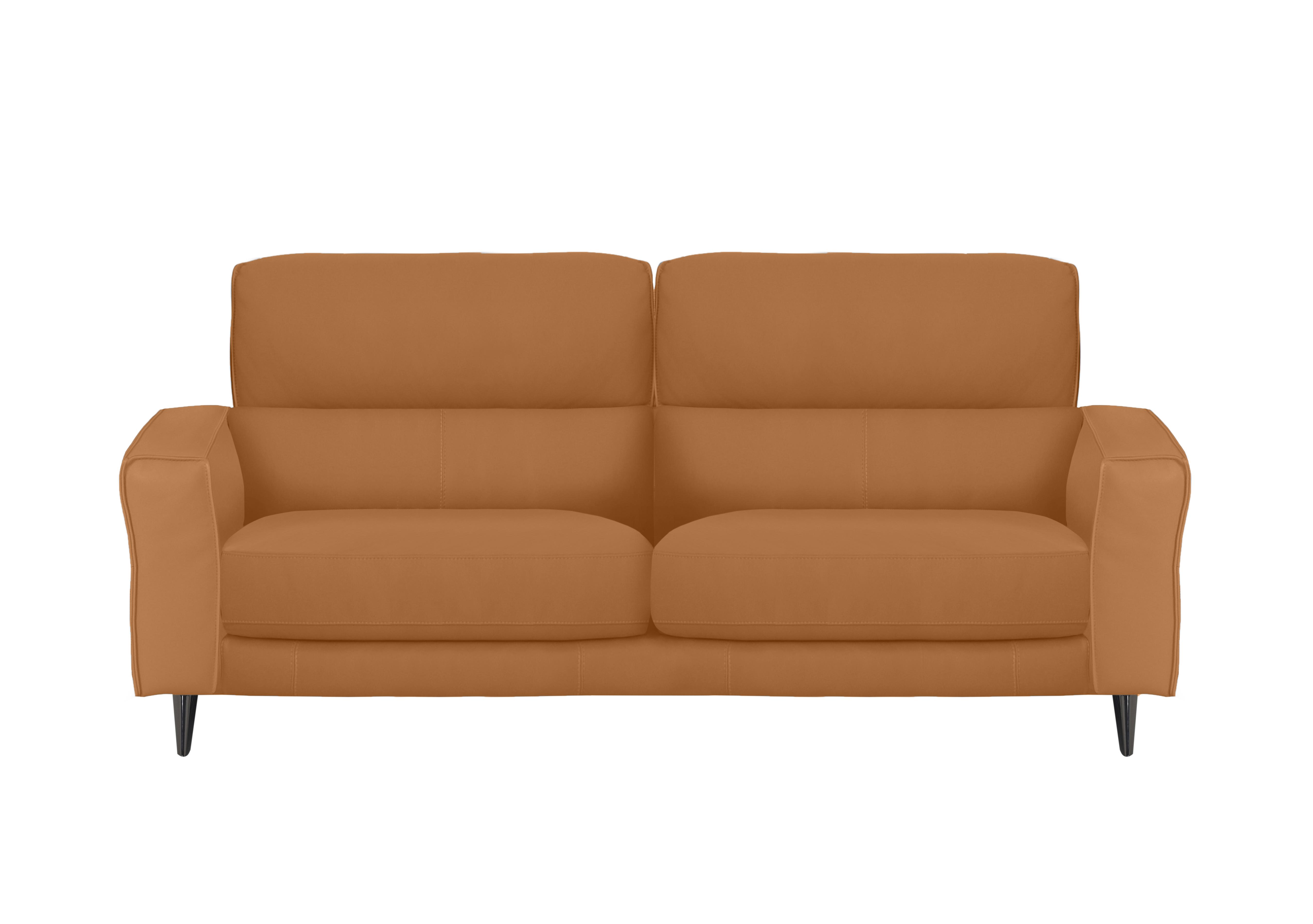 Axel 3 Seater Leather Sofa in Bv-335e Honey Yellow on Furniture Village