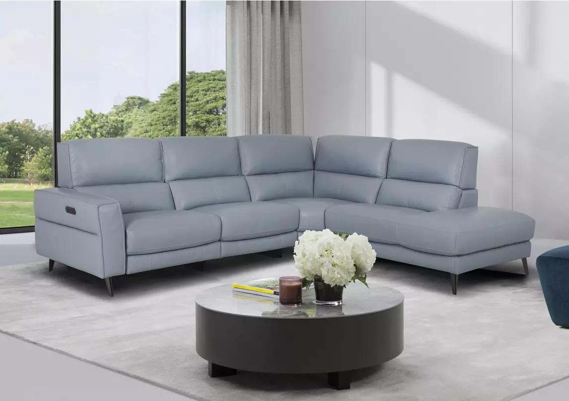 Axel Leather Chaise End Power Recliner Sofa