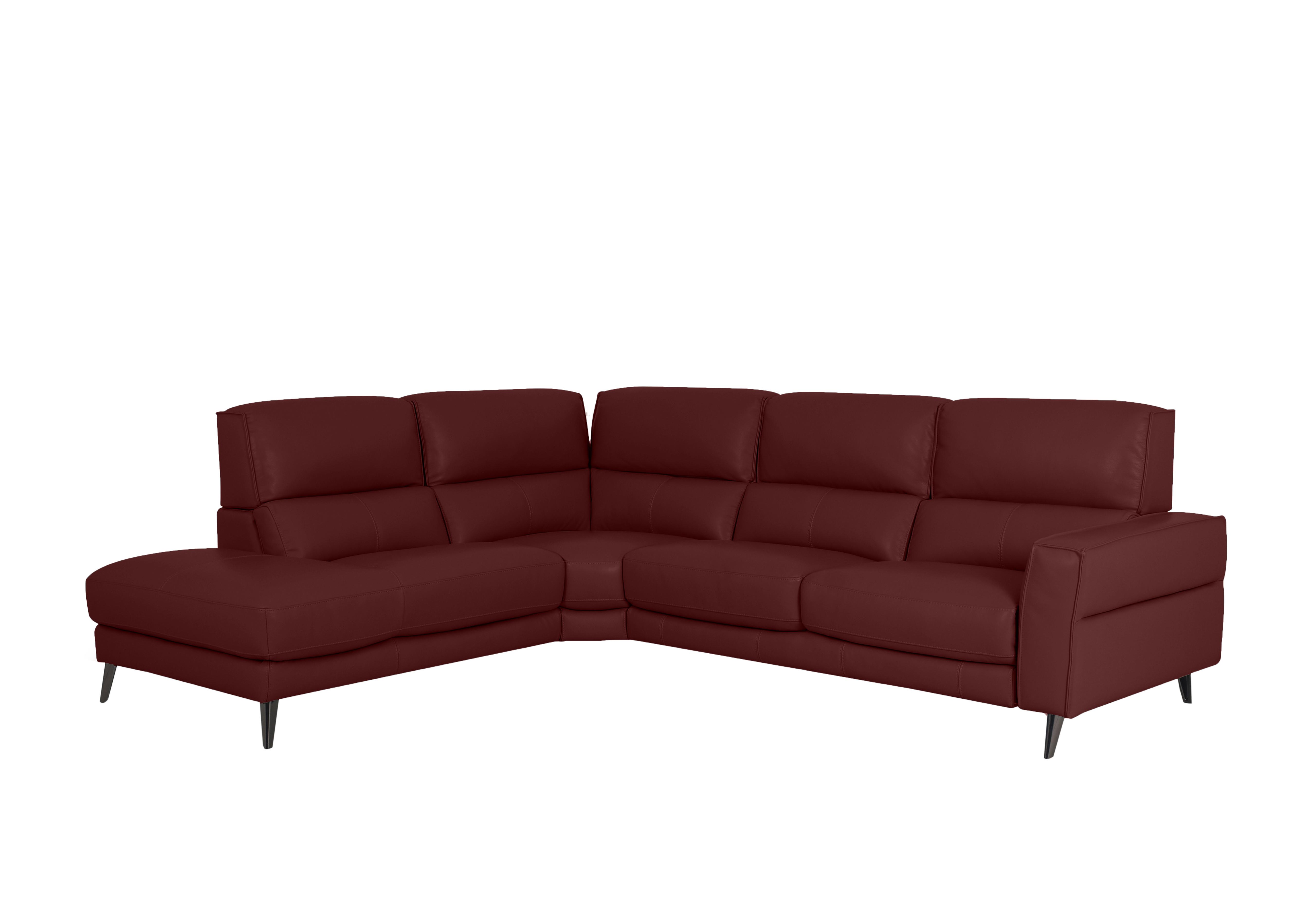 Axel Leather Chaise End Sofa in Bv-035c Deep Red on Furniture Village