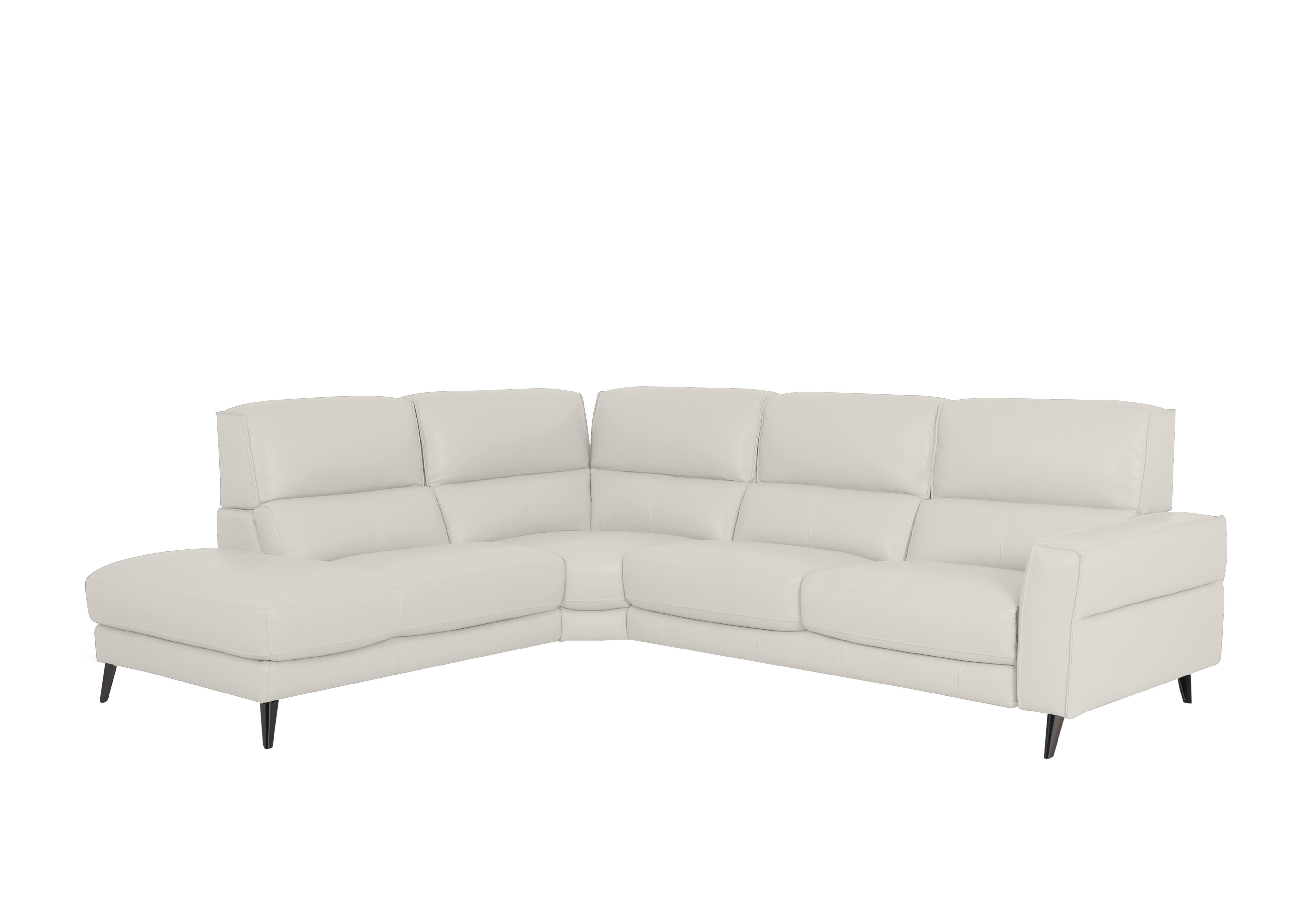 Axel Leather Chaise End Sofa in Bv-156e Frost on Furniture Village