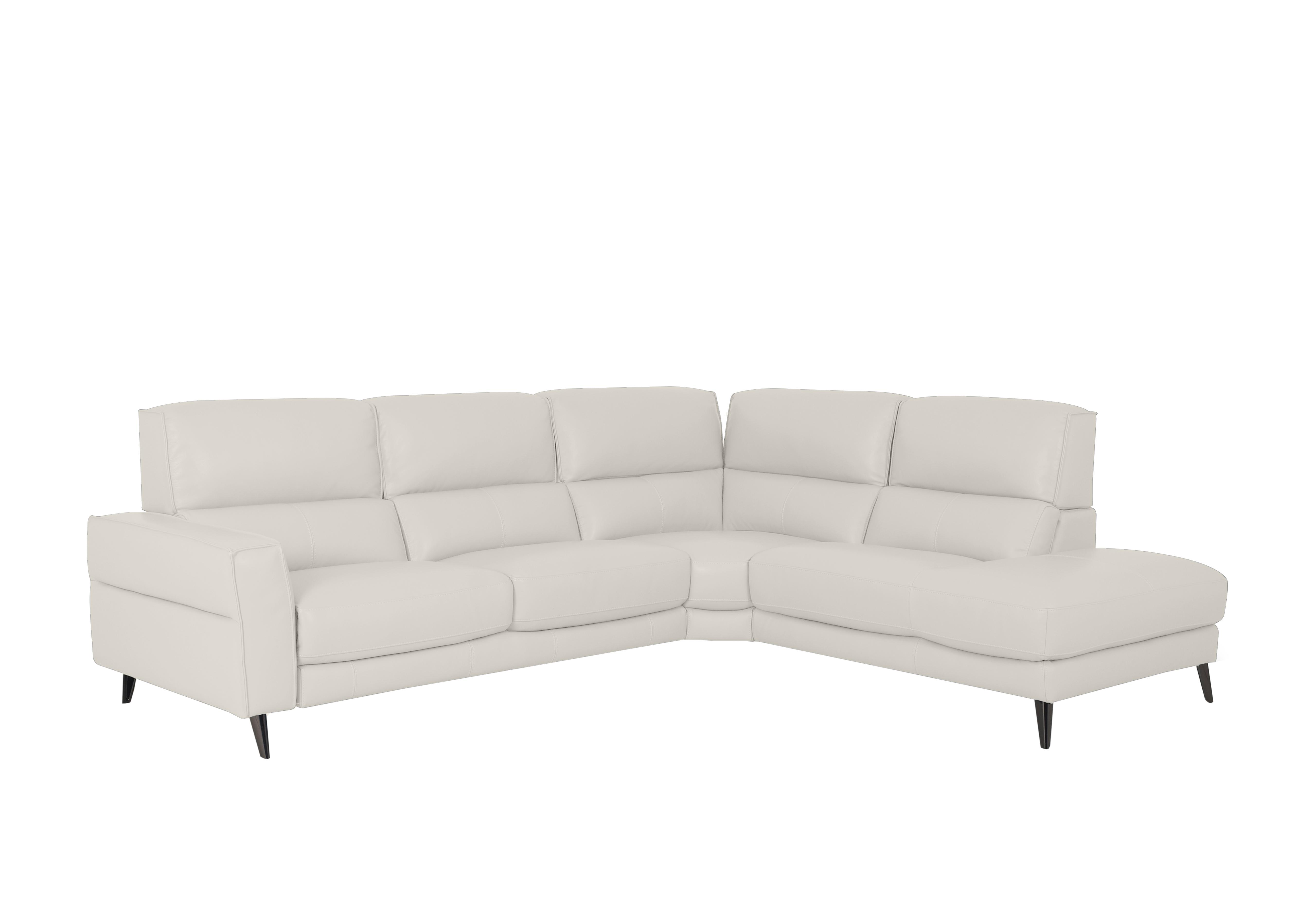Axel Leather Chaise End Sofa in Bv-156e Frost on Furniture Village