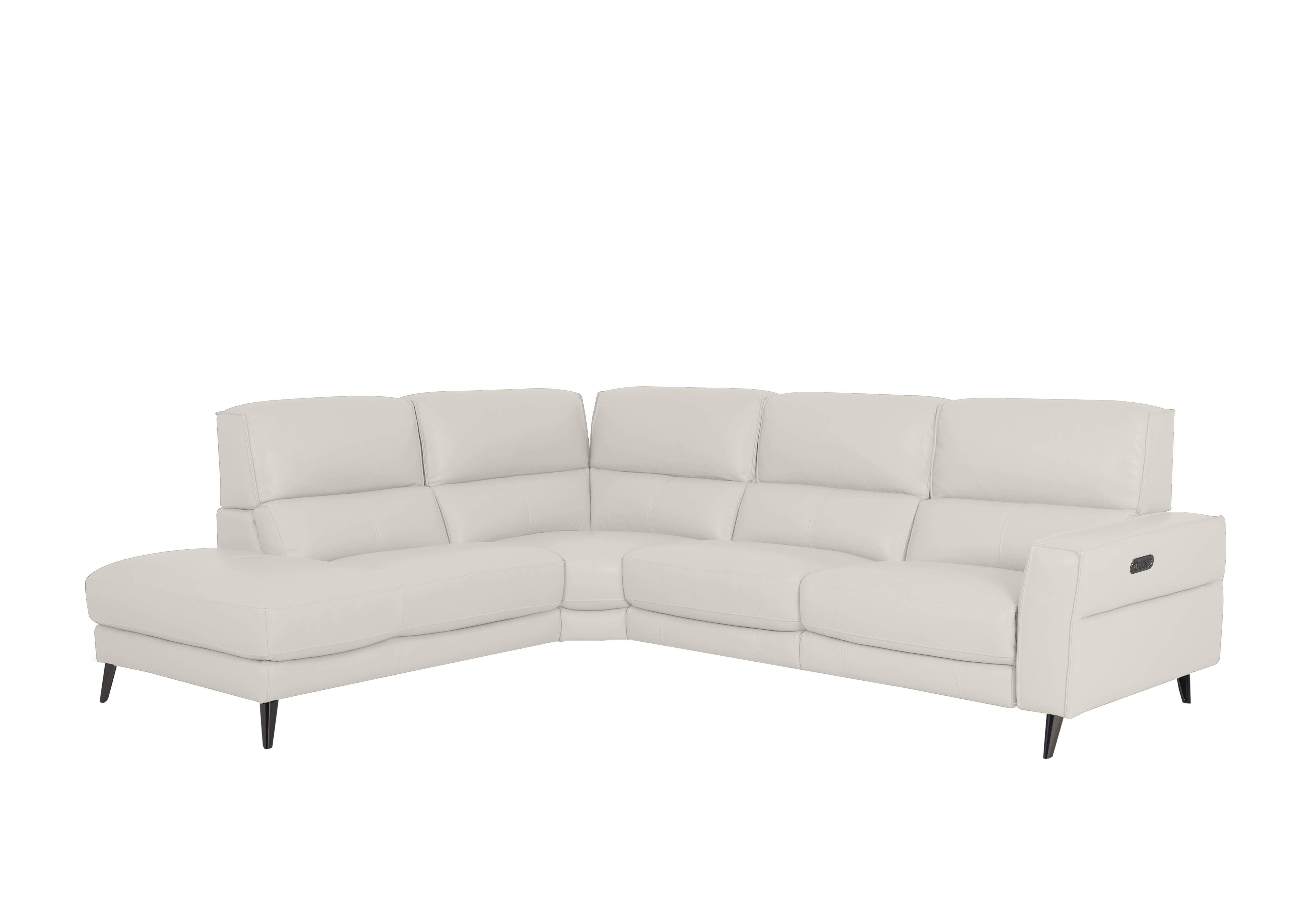 Axel Leather Chaise End Sofa in Bv-156e Frost on Furniture Village