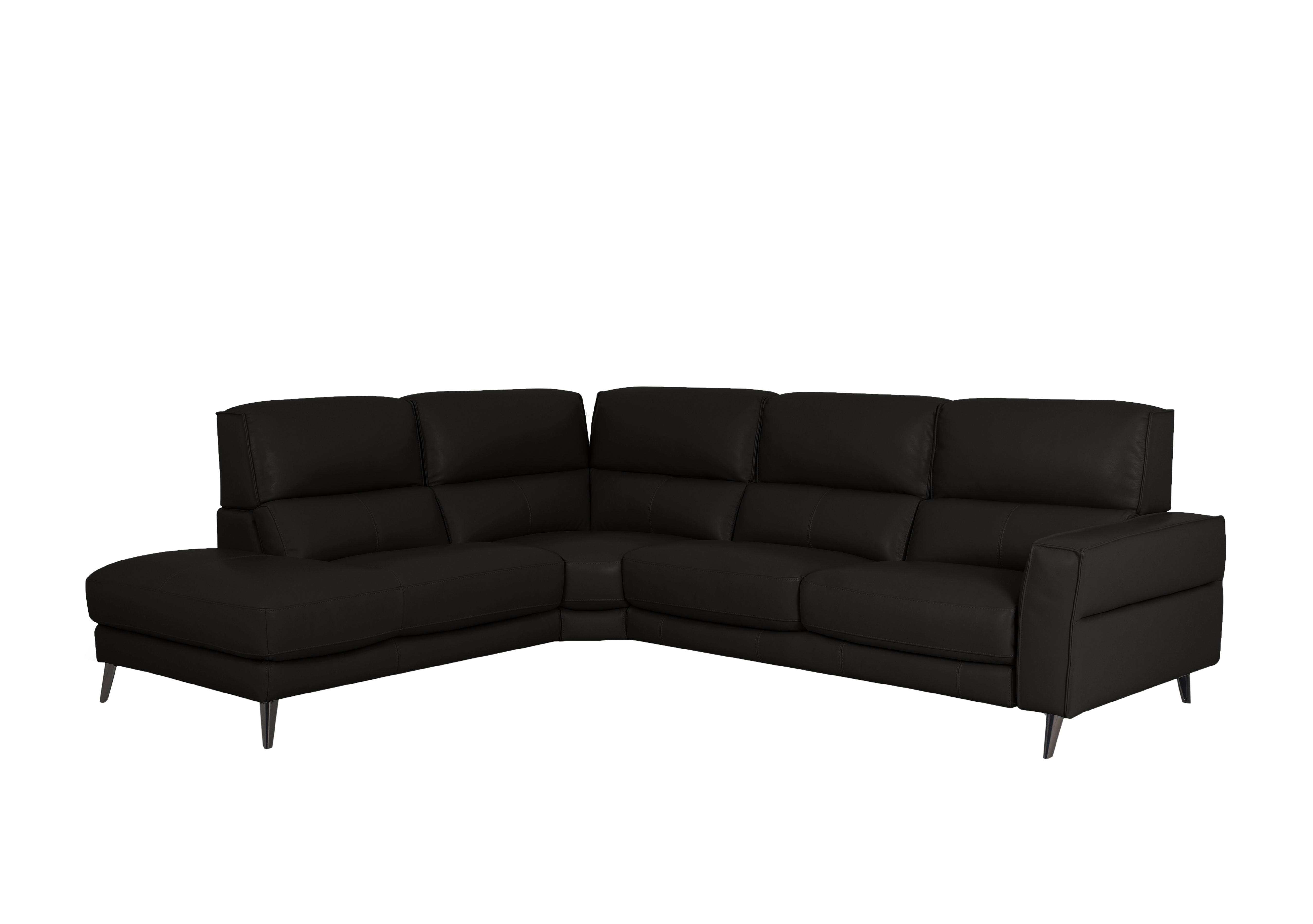 Axel Leather Chaise End Sofa in Bv-3500 Classic Black on Furniture Village