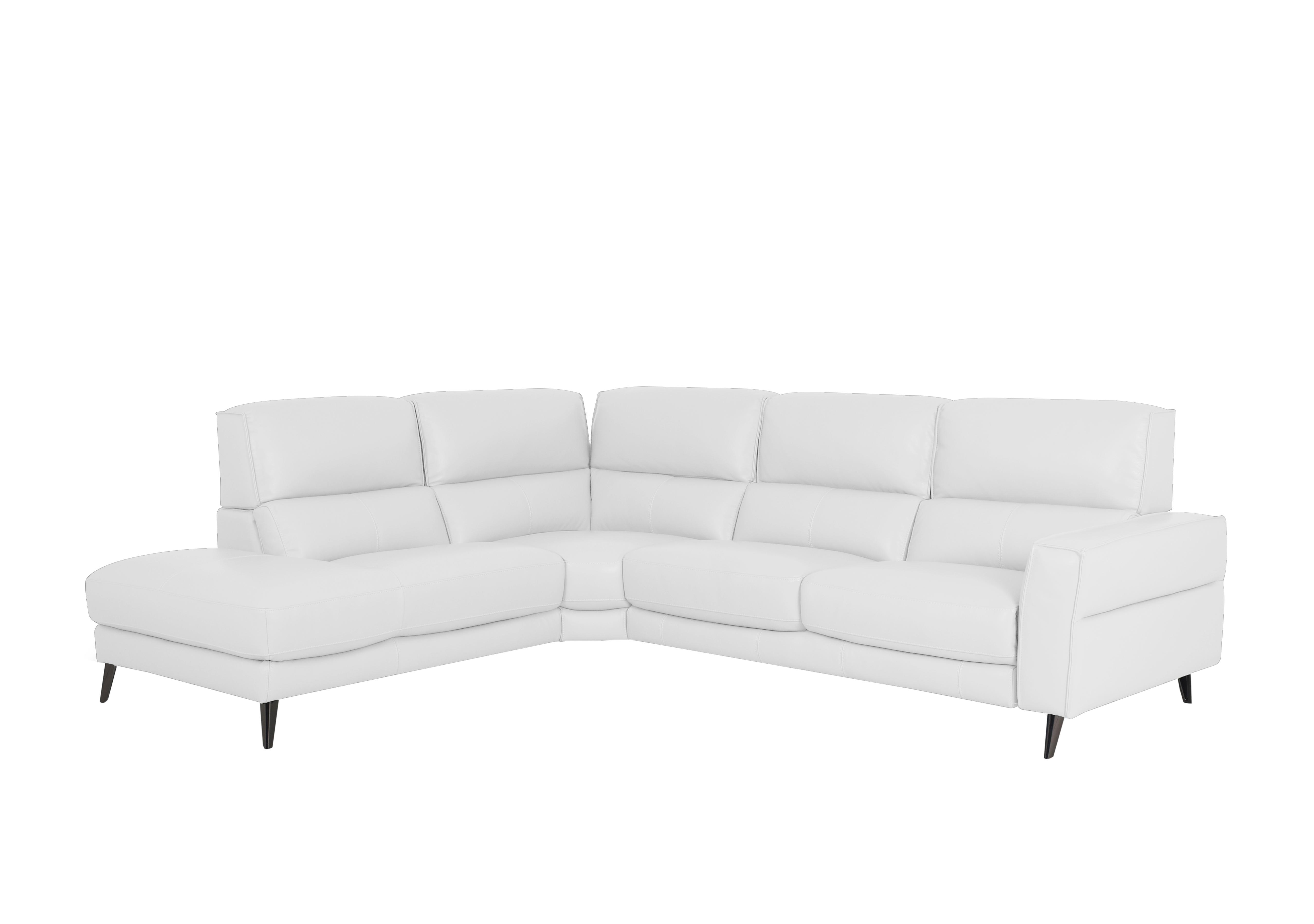 Axel Leather Chaise End Sofa in Bv-744d Star White on Furniture Village