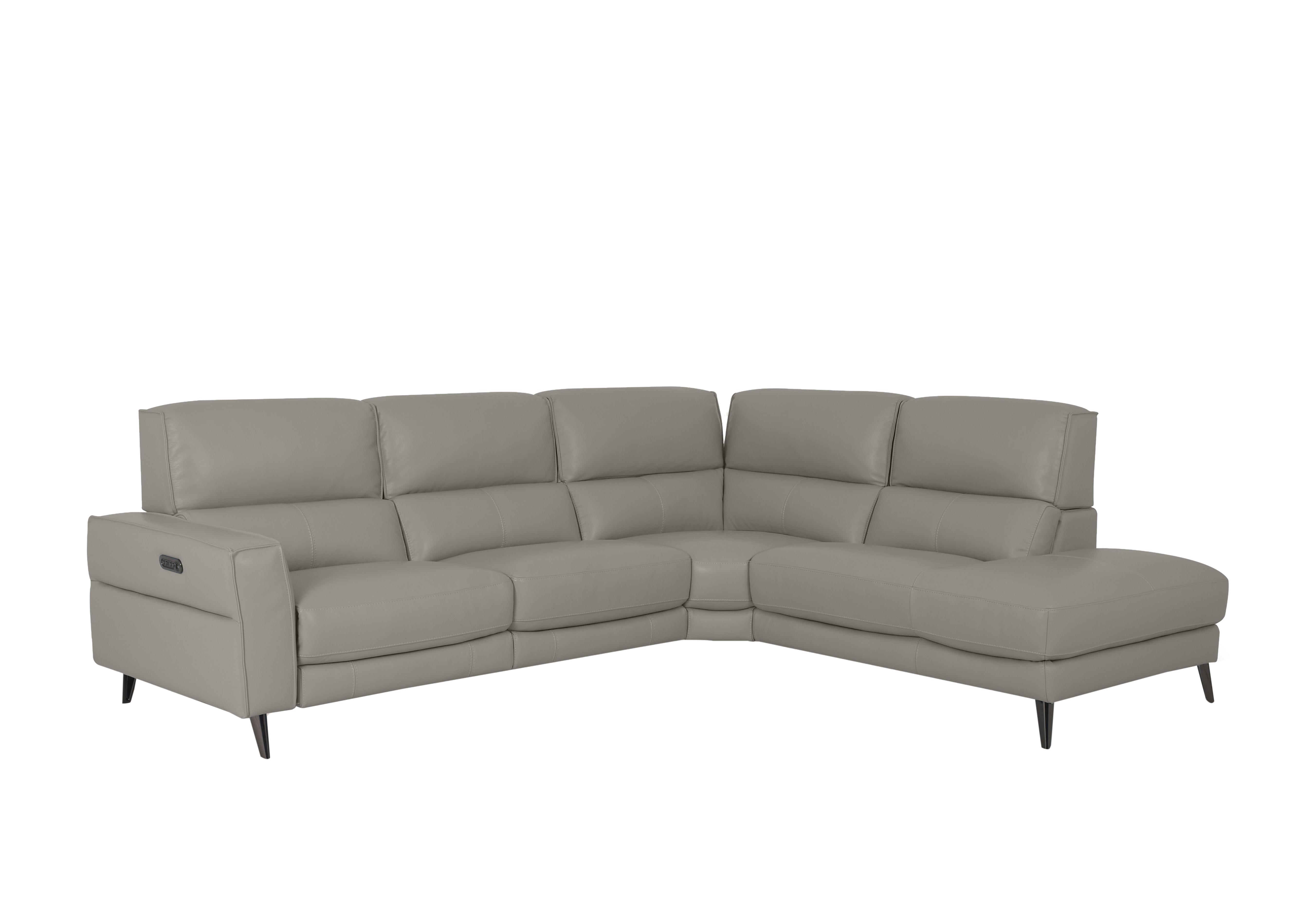 Axel Leather Chaise End Sofa in Bv-946b Silver Grey on Furniture Village