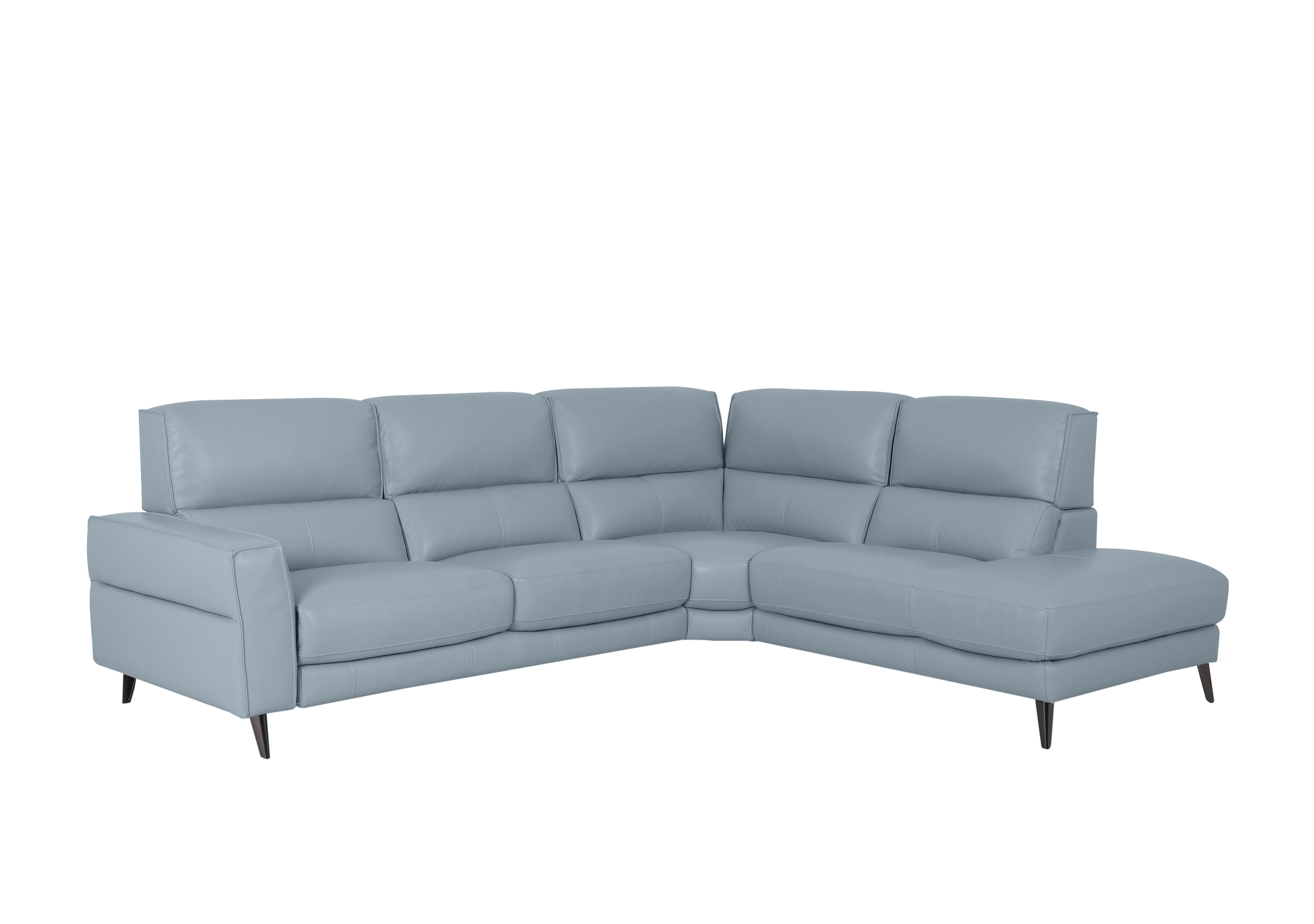 Axel Leather Chaise End Sofa in Nc-026e Pearl Blue on Furniture Village