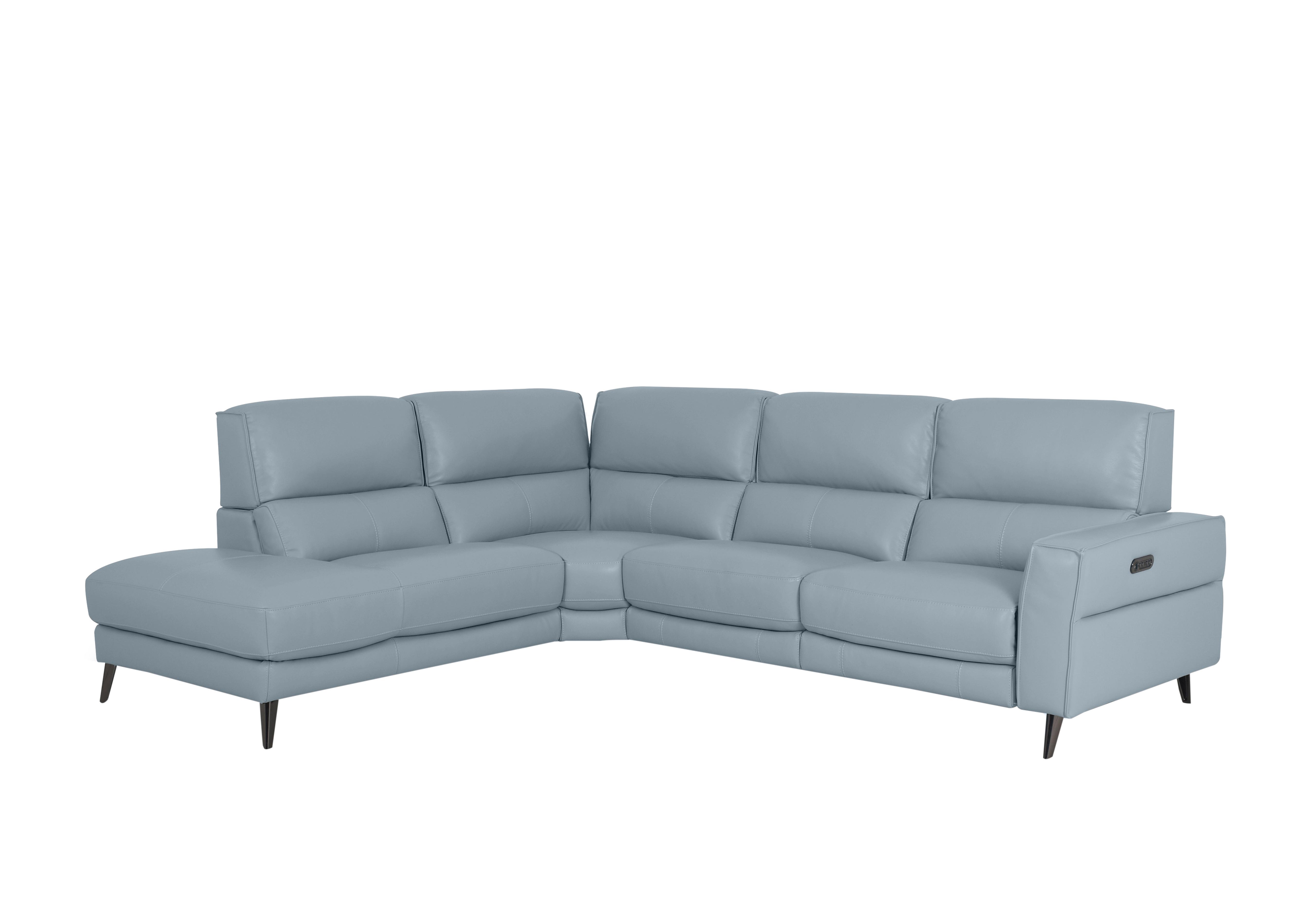 Axel Leather Chaise End Sofa in Nc-026e Pearl Blue on Furniture Village
