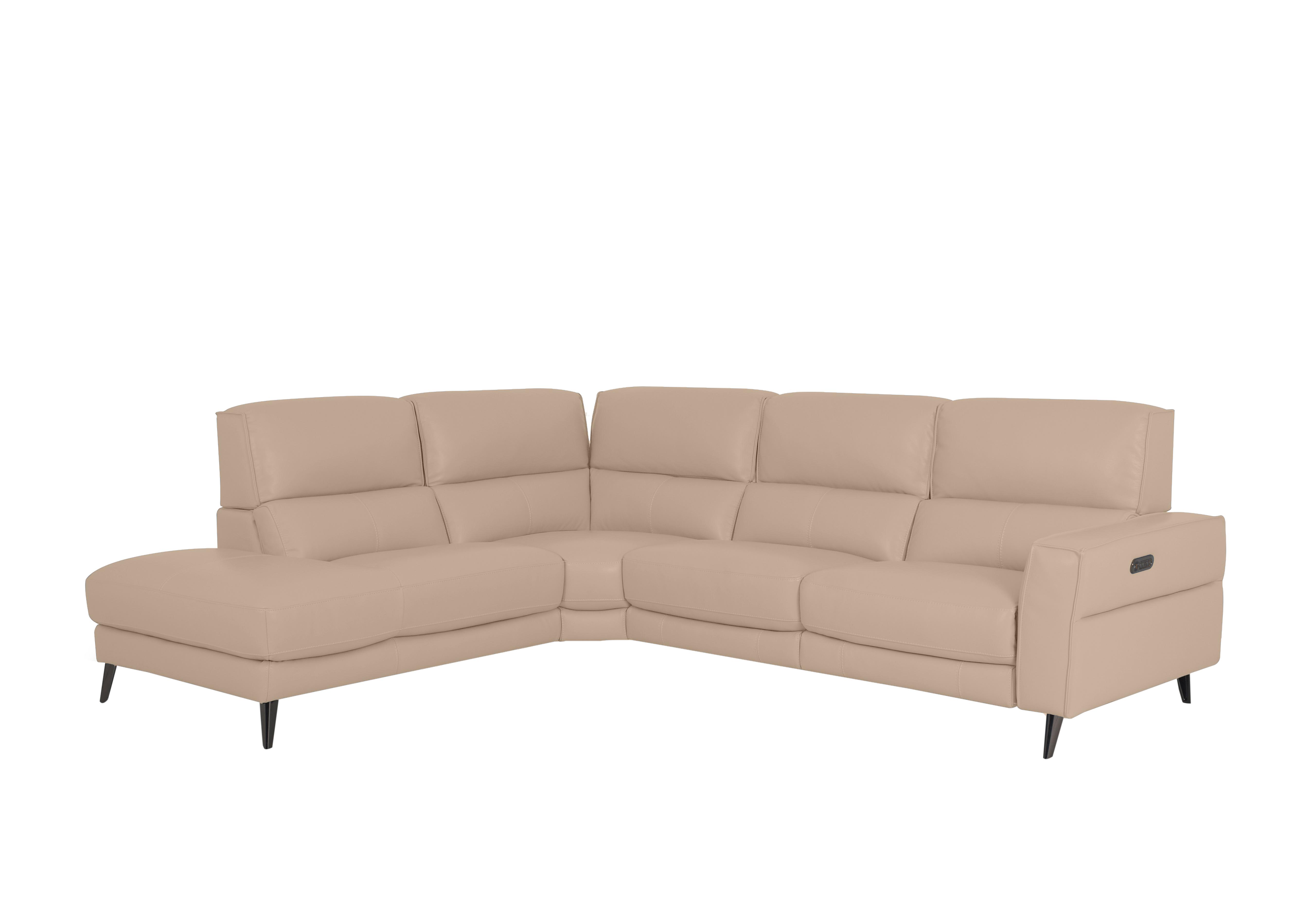 Axel Leather Chaise End Sofa in Nc-039c Pebble on Furniture Village