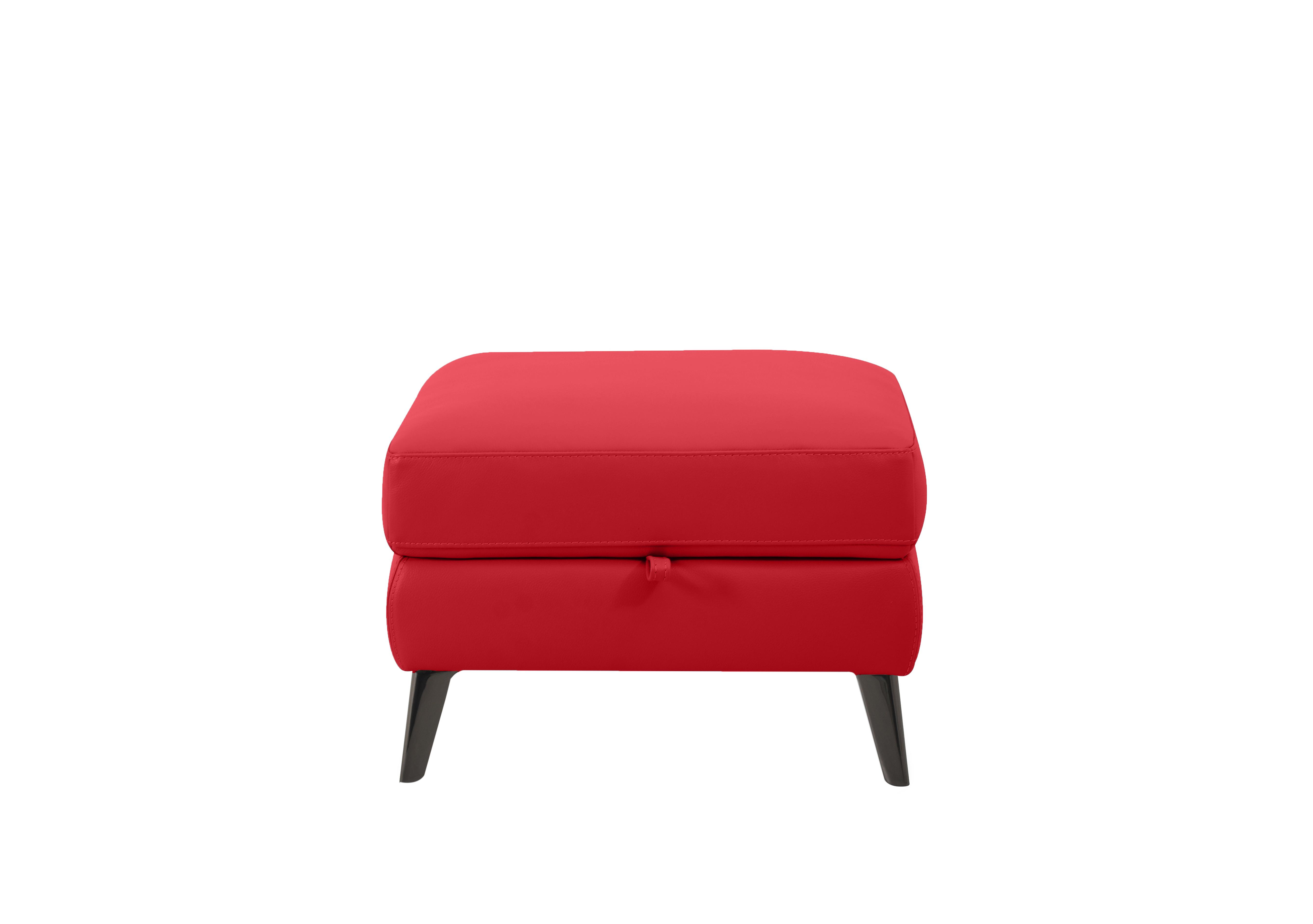 Axel Leather Storage Footstool in Bv-0008 Pure Red on Furniture Village