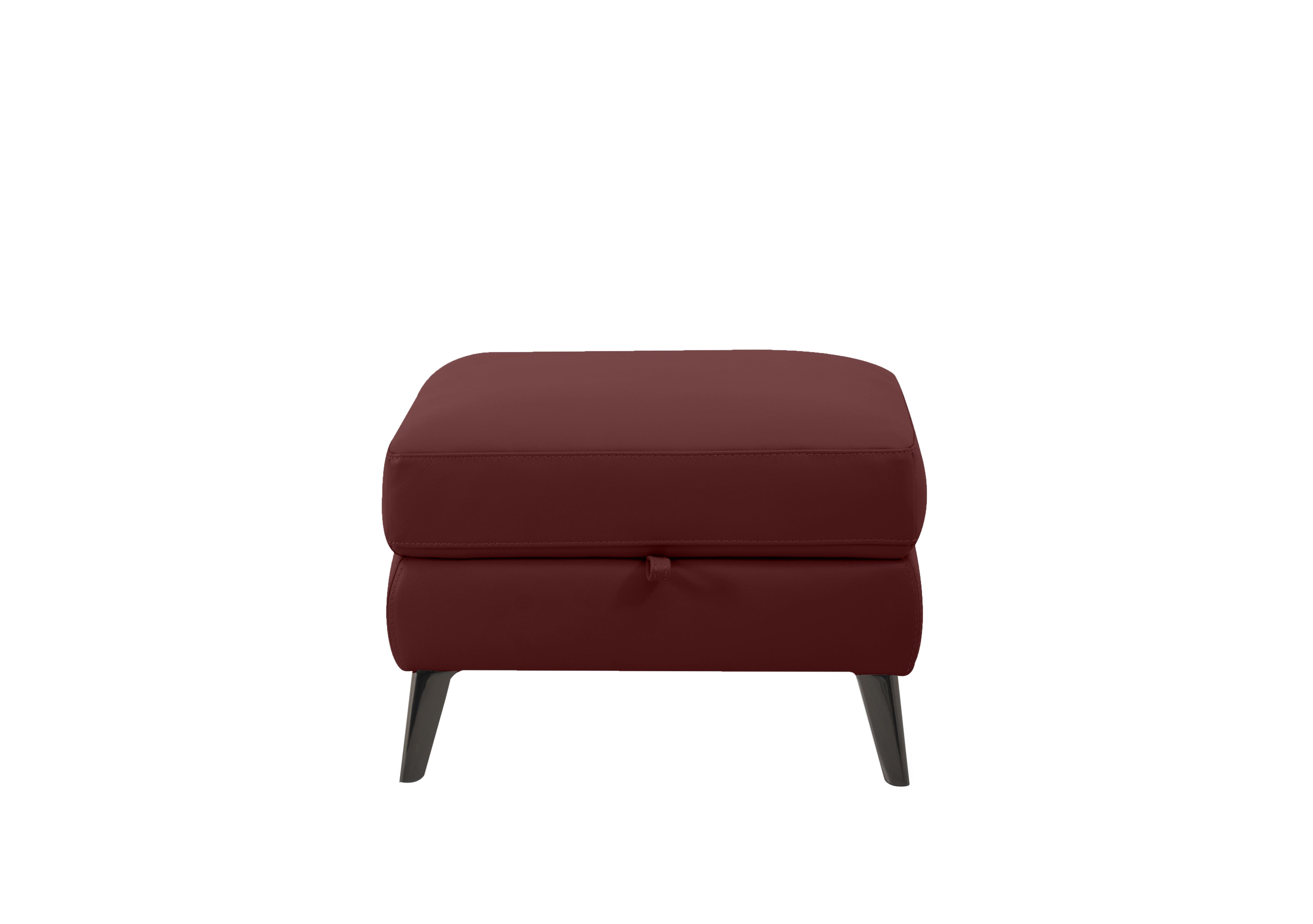 Axel Leather Storage Footstool in Bv-035c Deep Red on Furniture Village