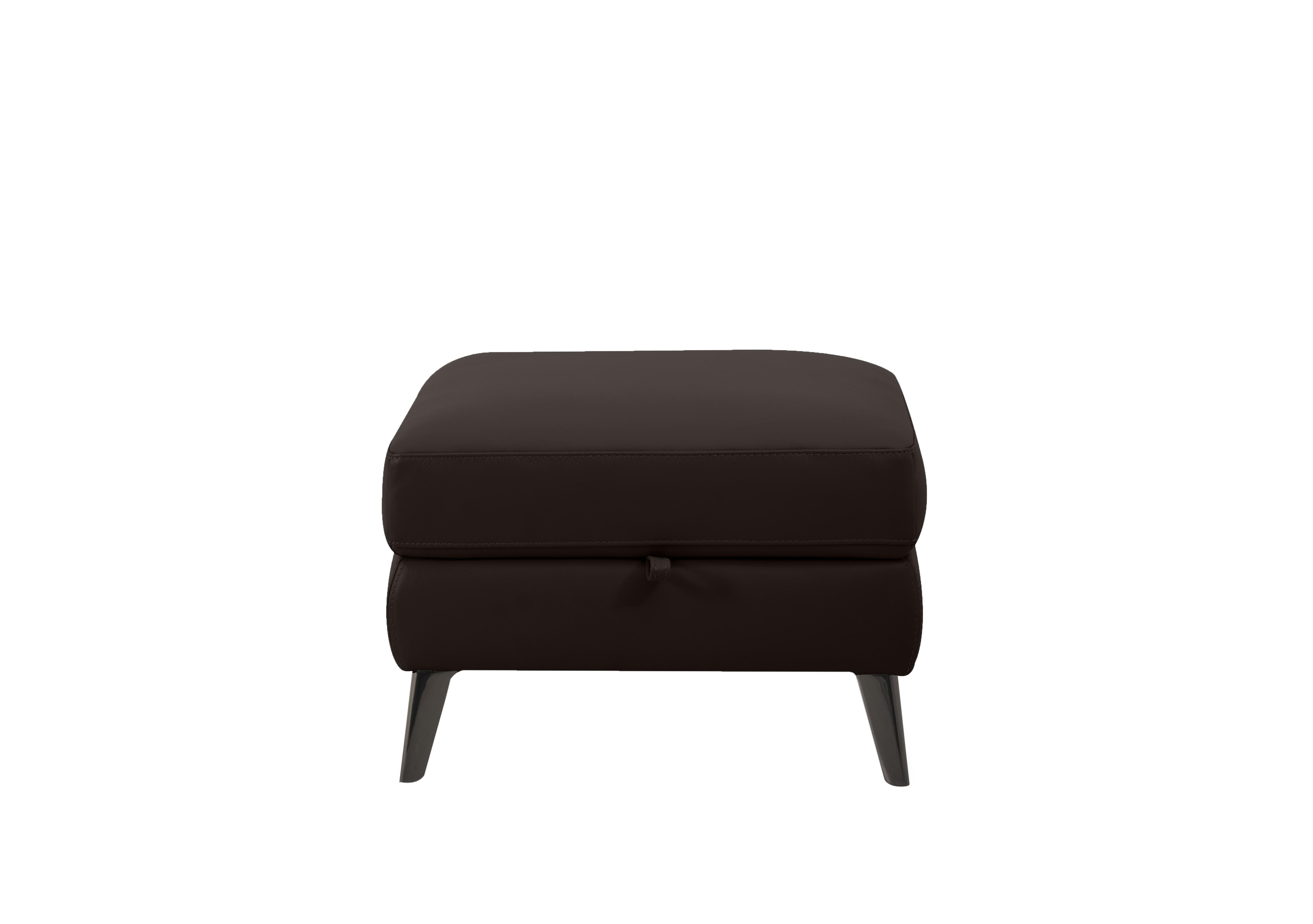 Axel Leather Storage Footstool in Bv-1748 Dark Chocolate on Furniture Village