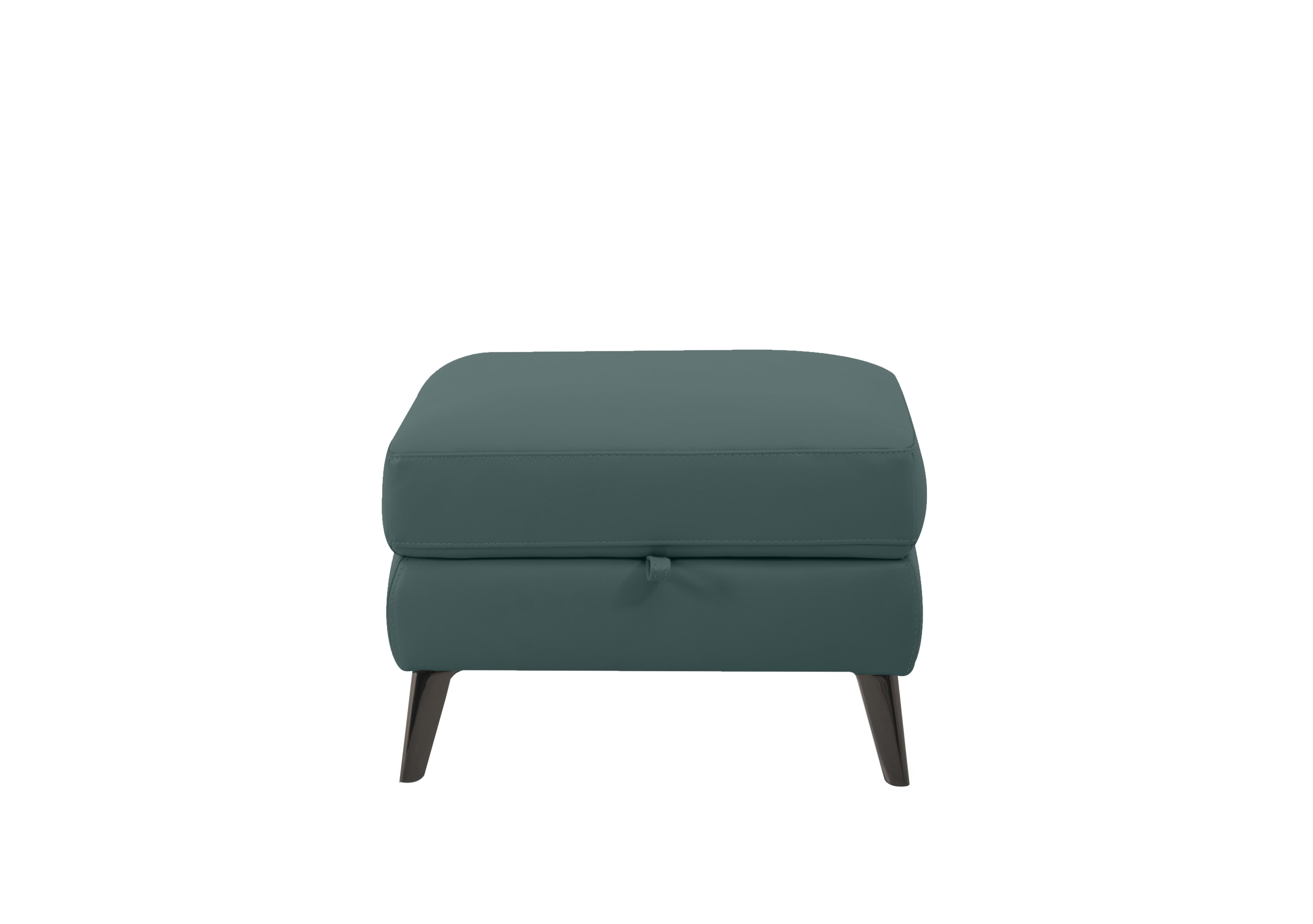 Axel Leather Storage Footstool in Bv-301e Lake Green on Furniture Village