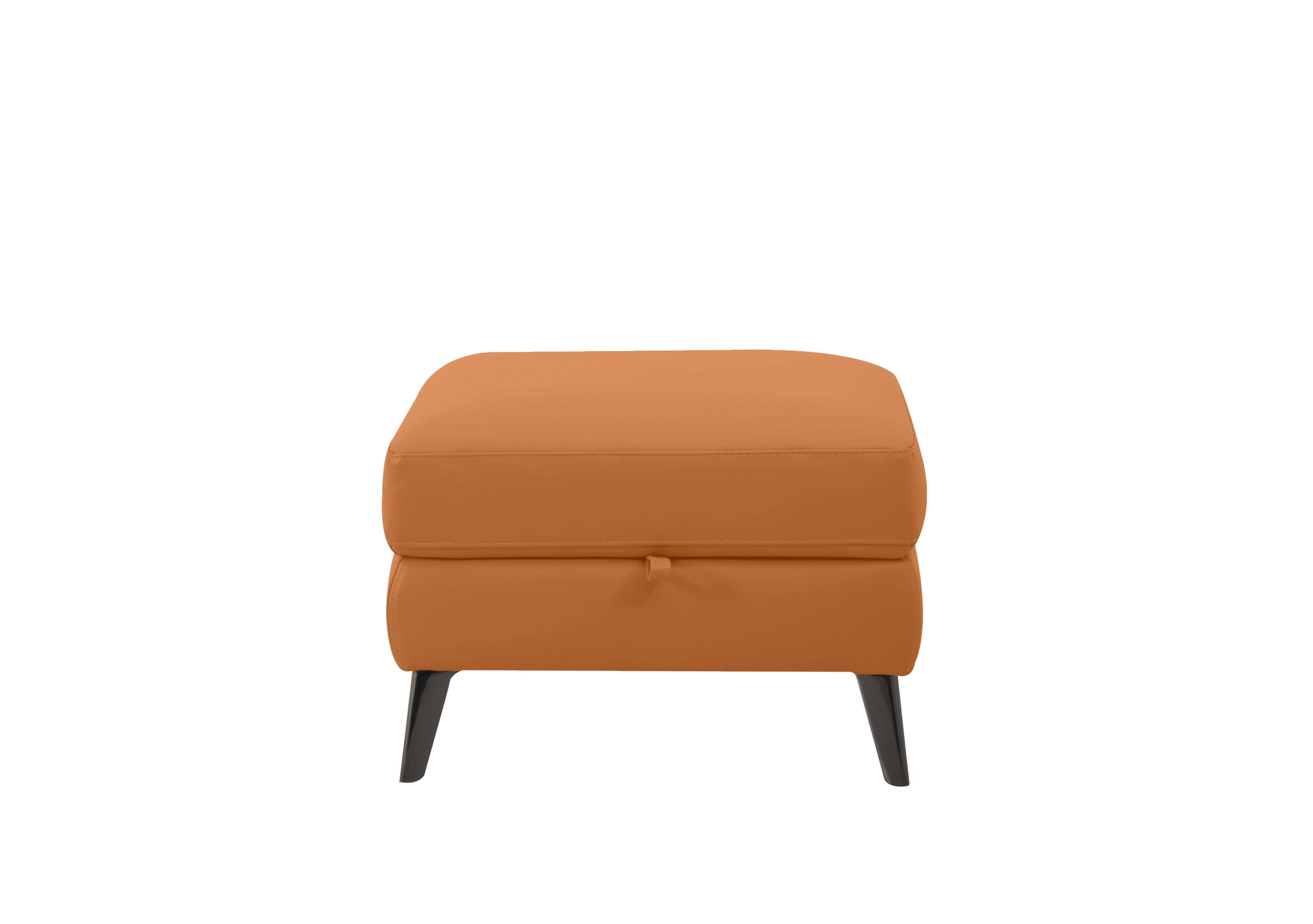 Axel Leather Storage Footstool in Bv-335e Honey Yellow on Furniture Village