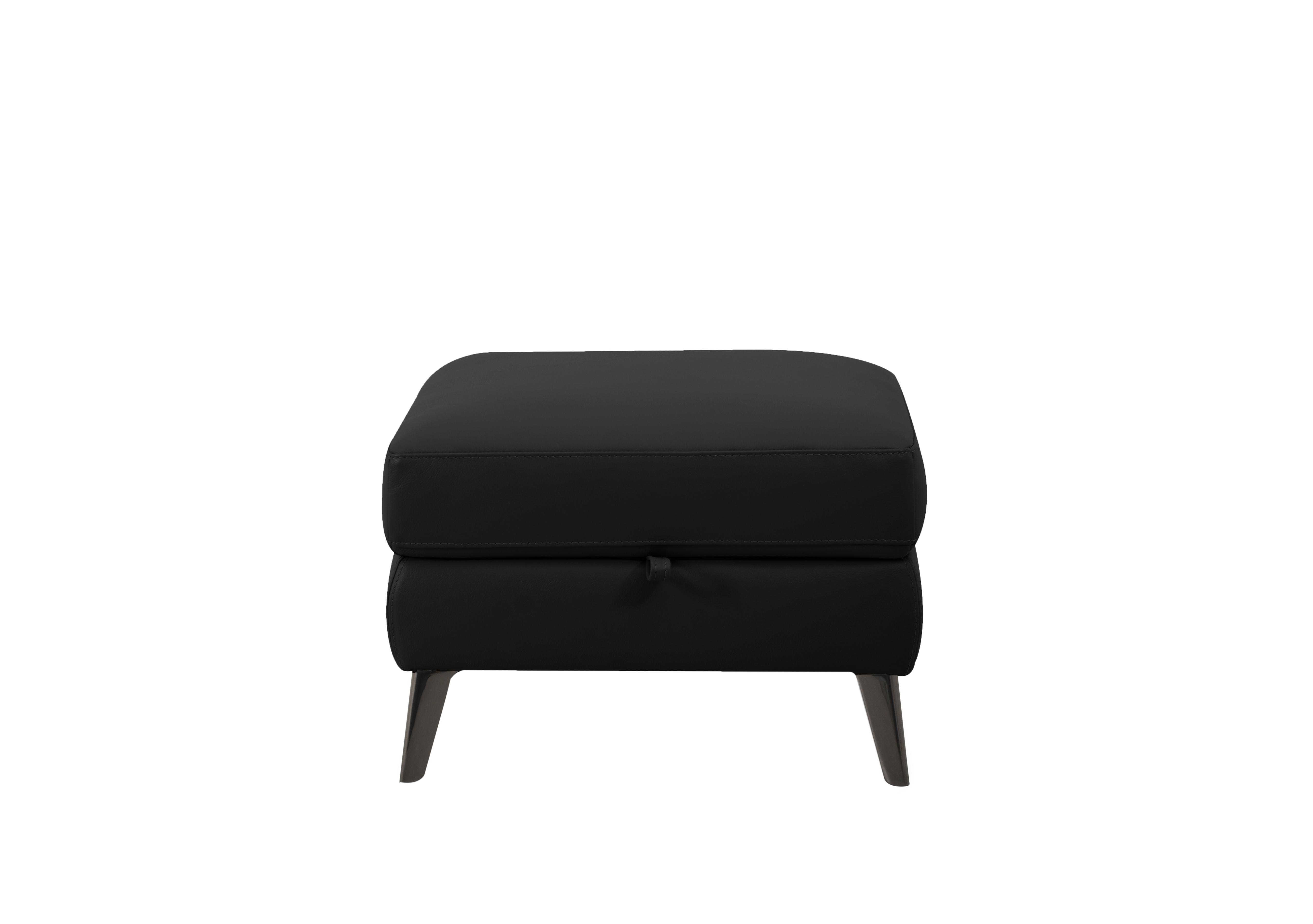 Axel Leather Storage Footstool in Bv-3500 Classic Black on Furniture Village