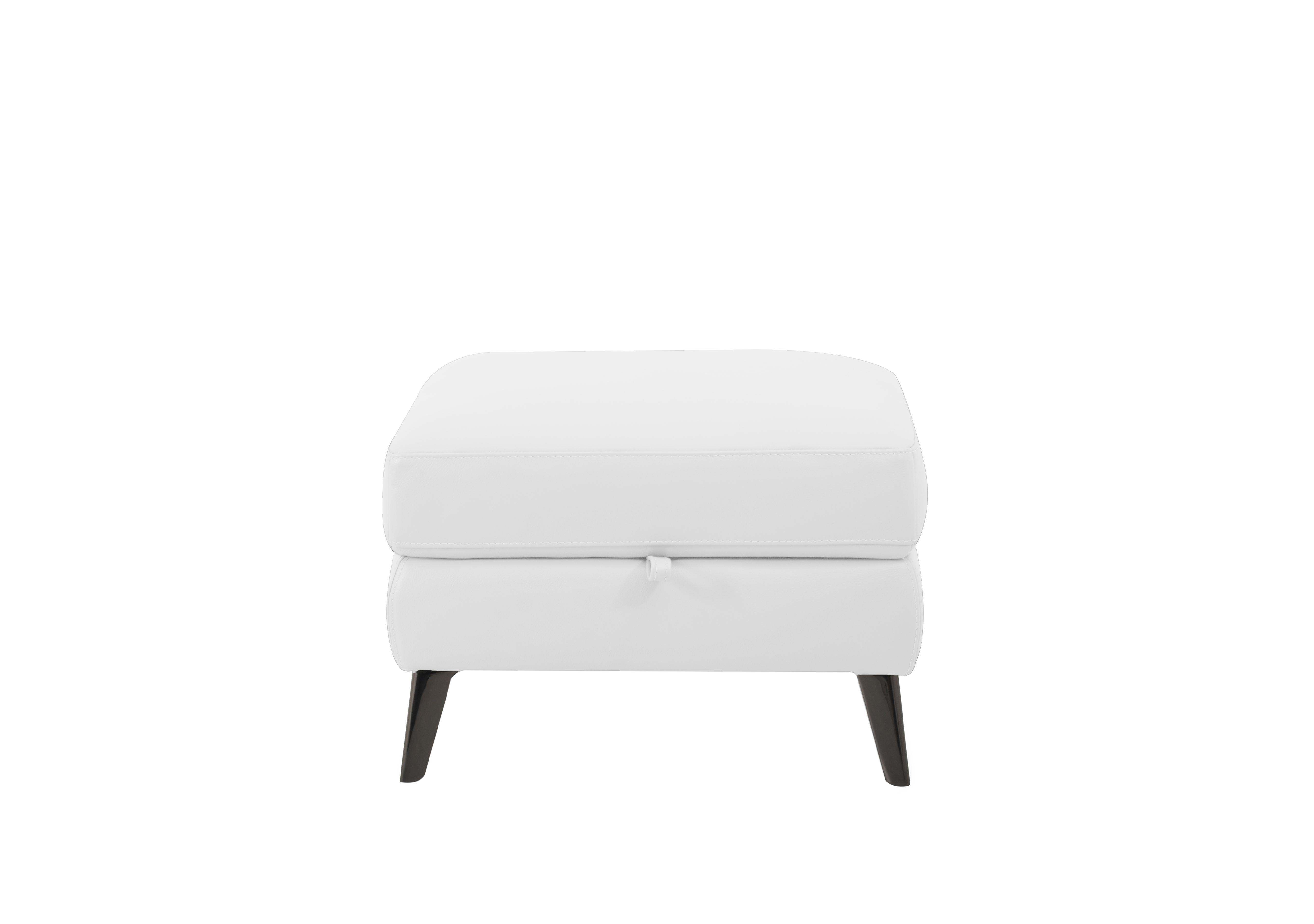 Axel Leather Storage Footstool in Bv-744d Star White on Furniture Village