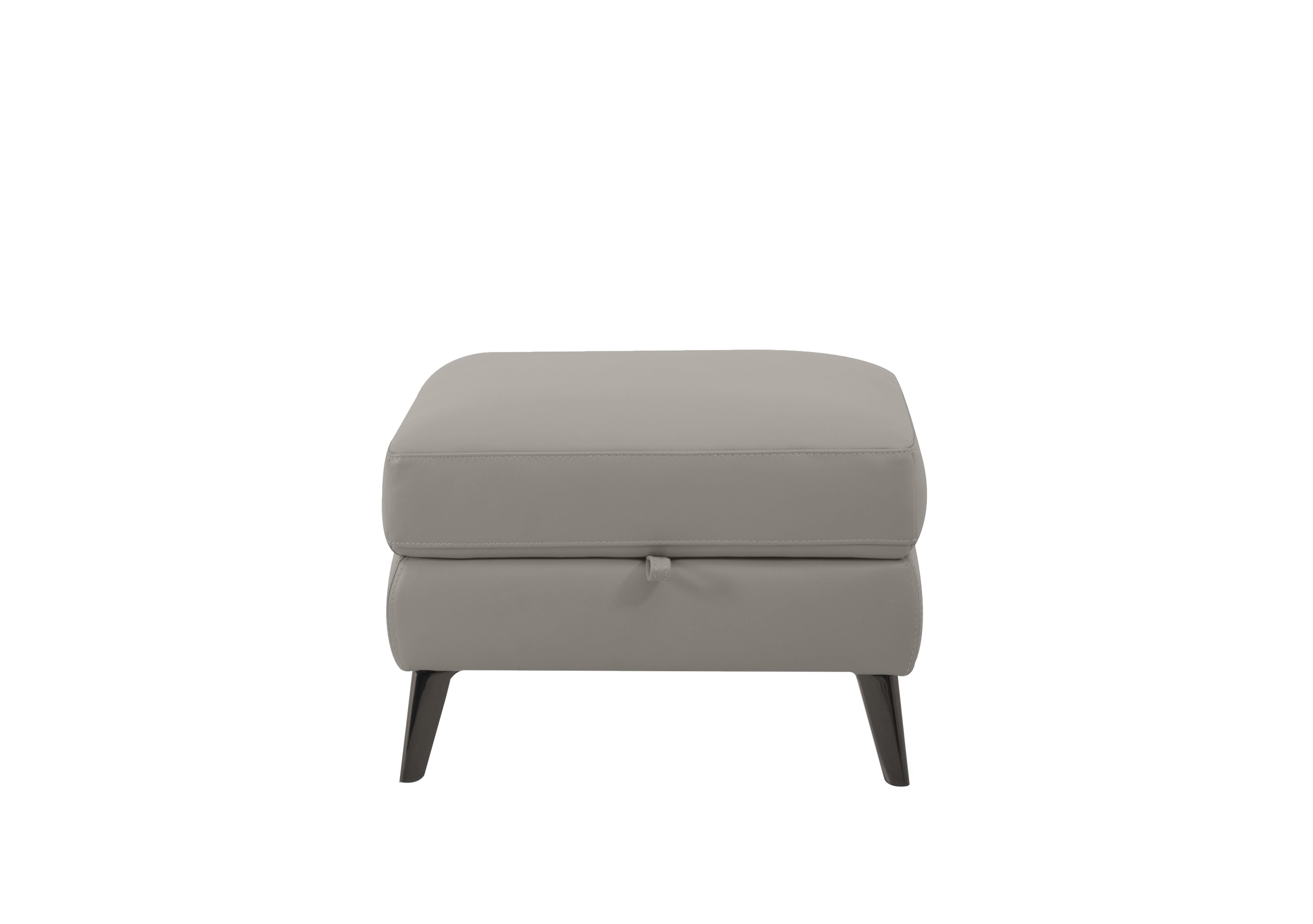 Axel Leather Storage Footstool in Bv-946b Silver Grey on Furniture Village