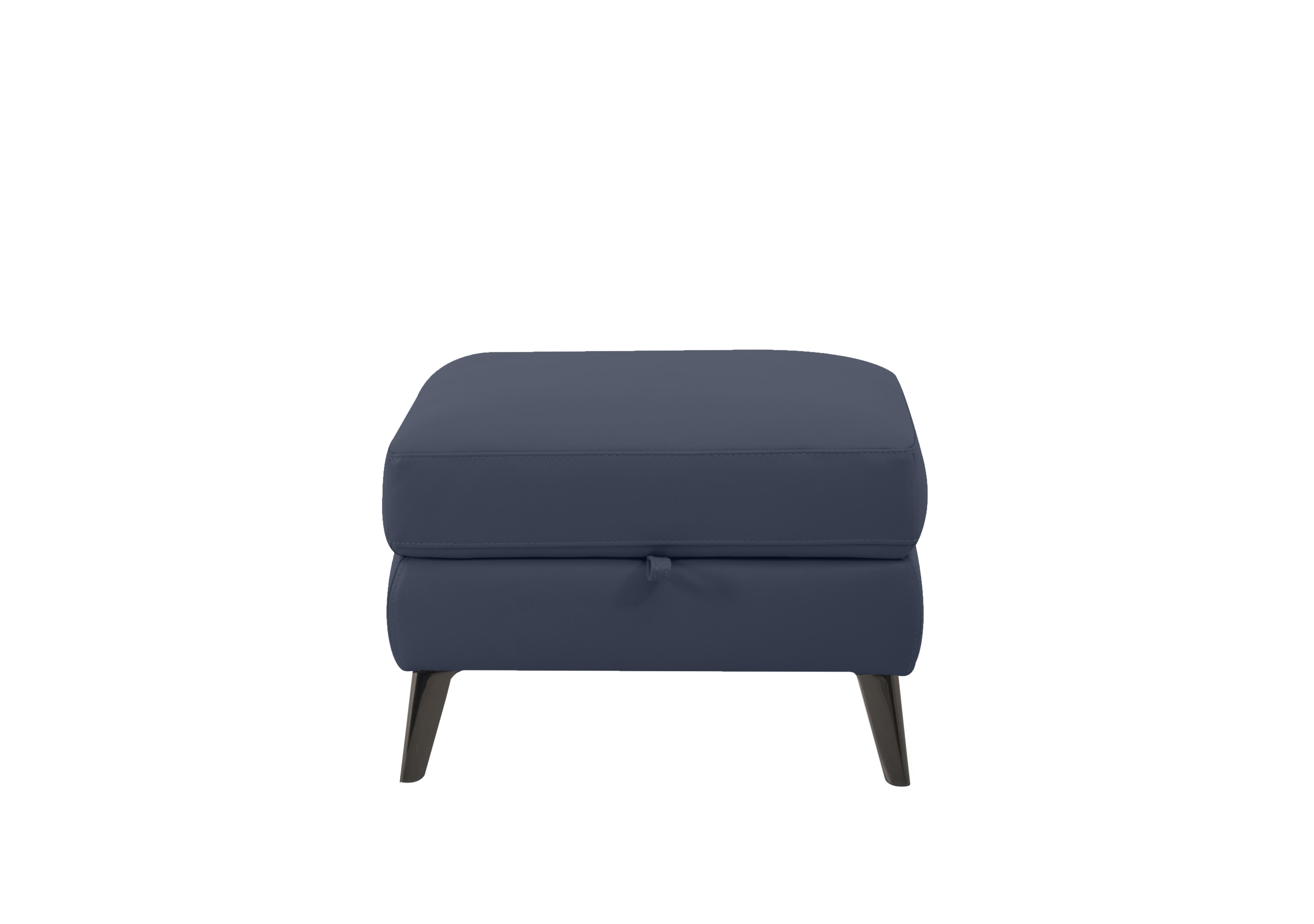 Axel Leather Storage Footstool in Hw-313e Ocean Blue on Furniture Village