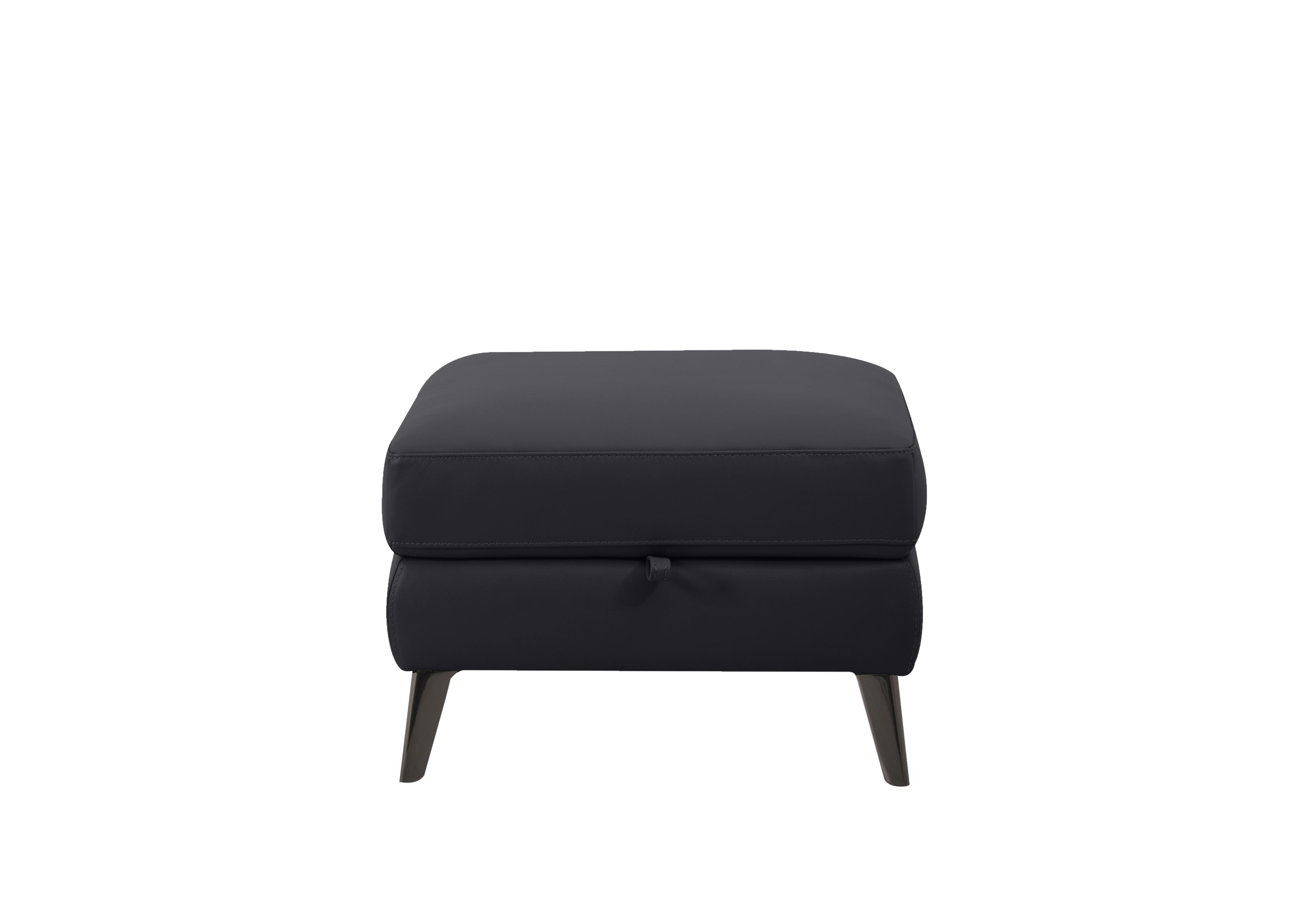 Axel Leather Storage Footstool in Hw-887c Black on Furniture Village