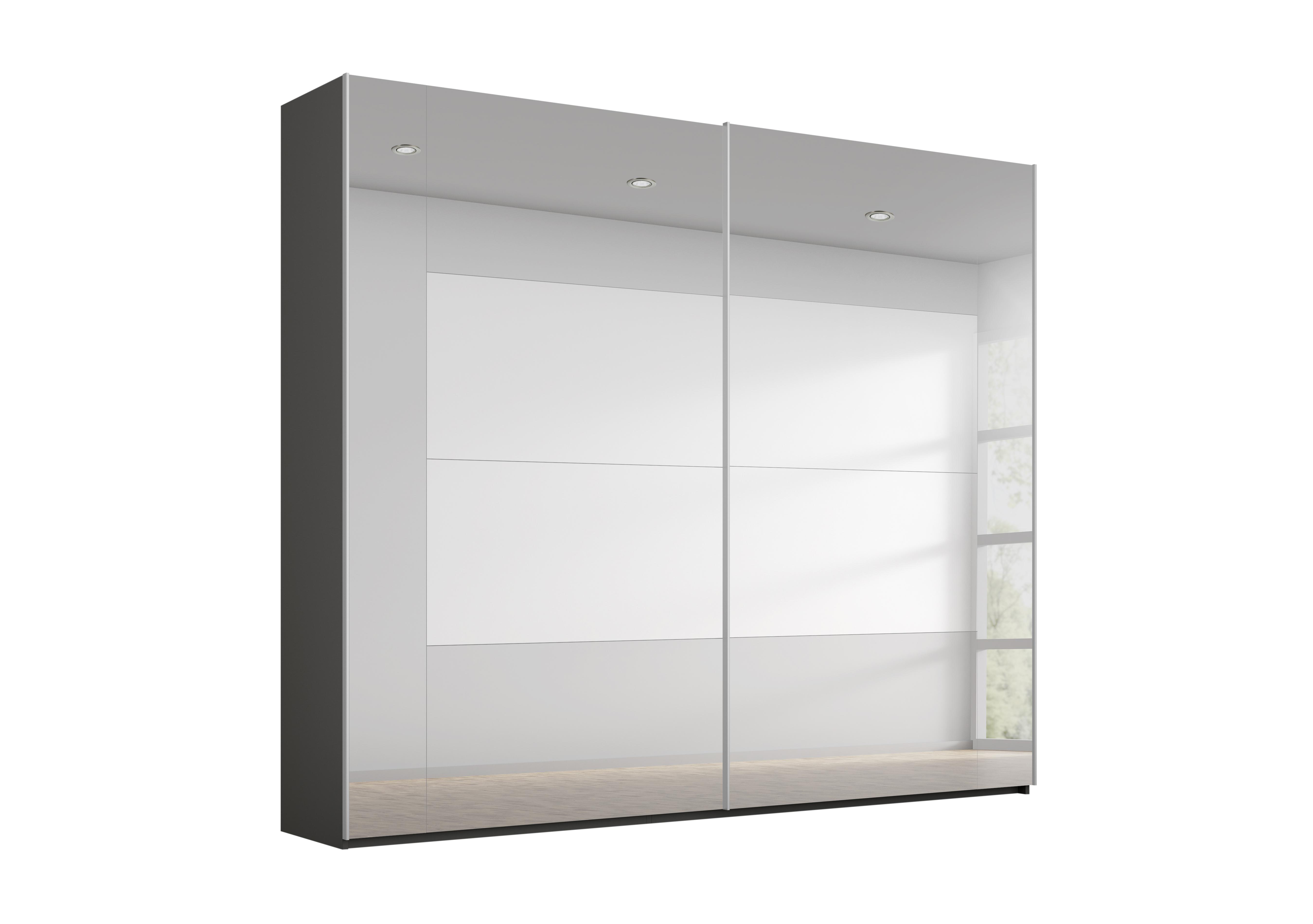 Rio 226cm 2 Door Sliding Wardrobe with Premium Interior Fittings Package in Graphite Carc/ Grey Mirr on Furniture Village