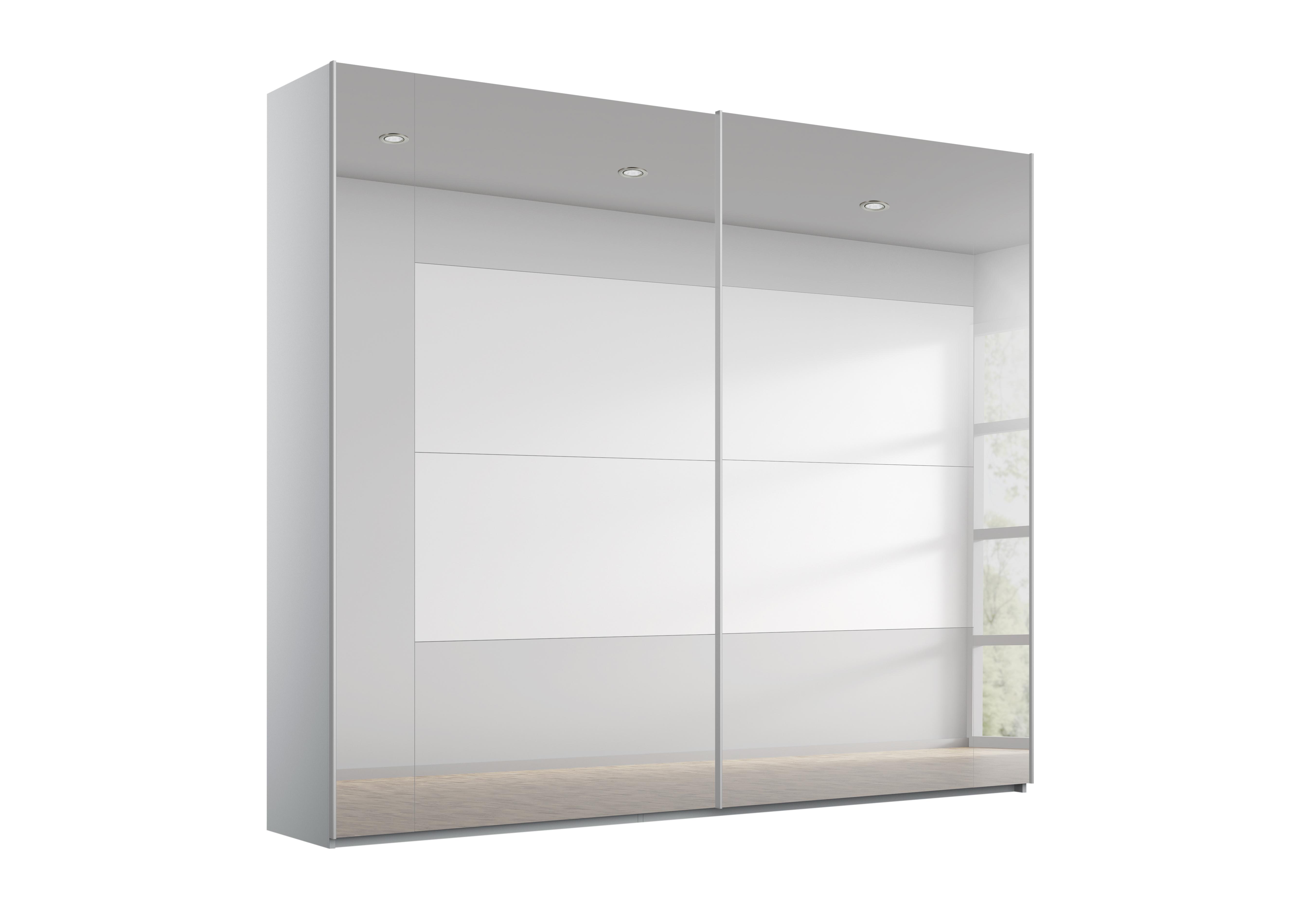 Rio 226cm 2 Door Sliding Wardrobe with Premium Interior Fittings Package in Silk Grey Carc/ Grey Mirror on Furniture Village