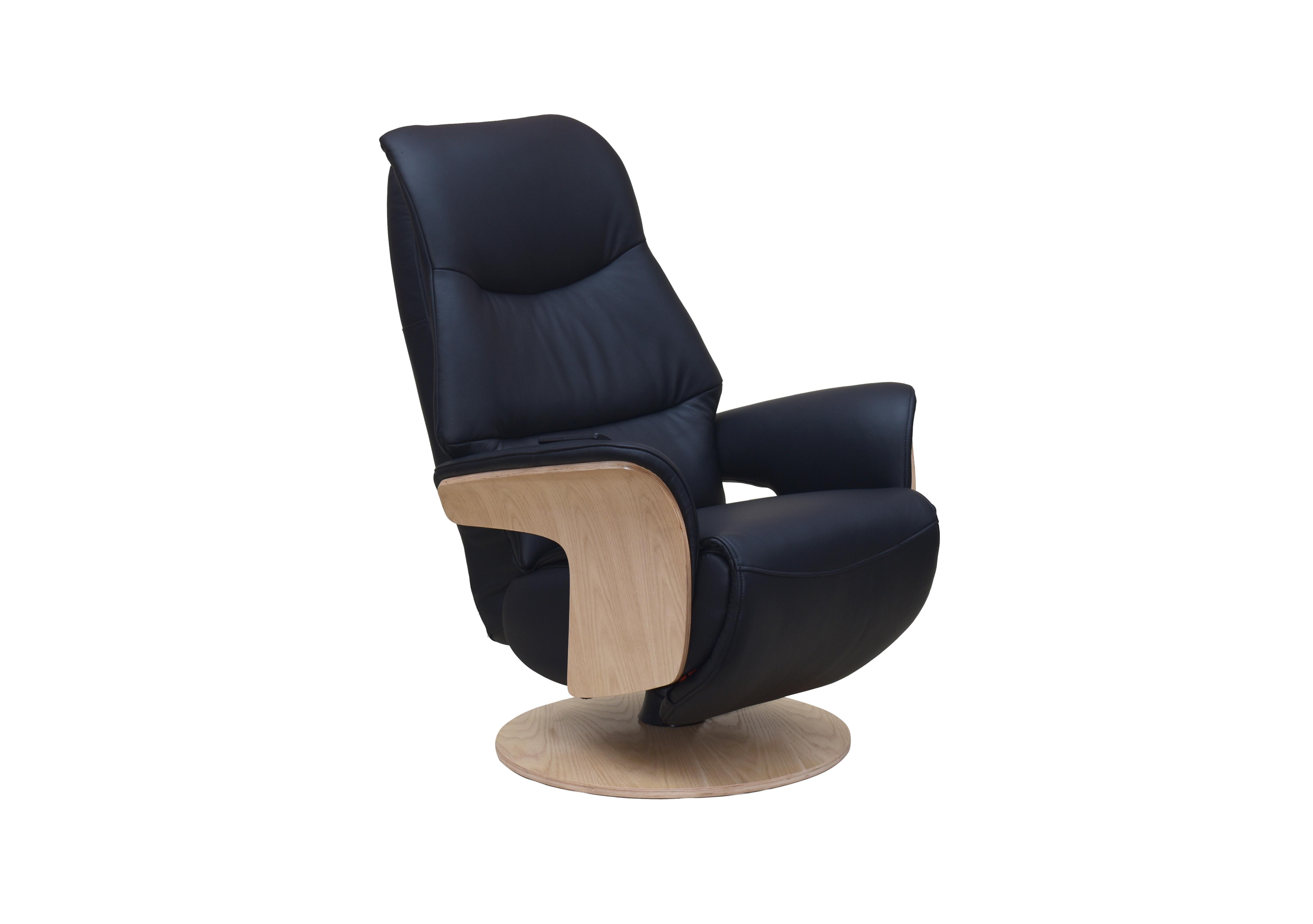 Olaf Leather Look Swivel Recliner Chair in Black on Furniture Village
