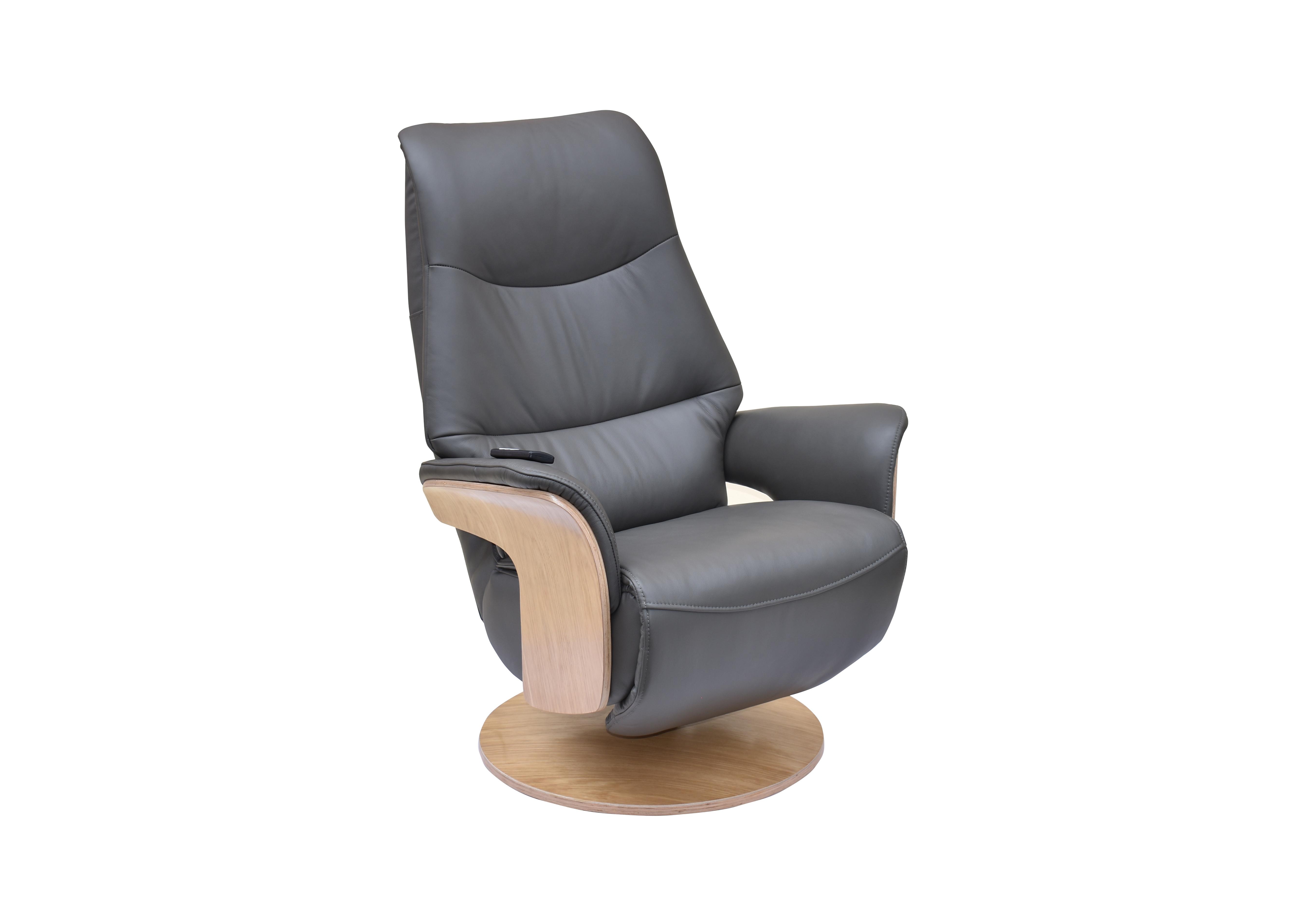 Olaf Leather Power Swivel Recliner Chair in Charcoal on Furniture Village