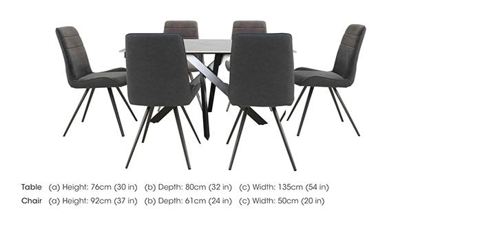 Samurai Compact Dining Table with White Ceramic Top and 6 Velvet Dining Chairs in  on Furniture Village